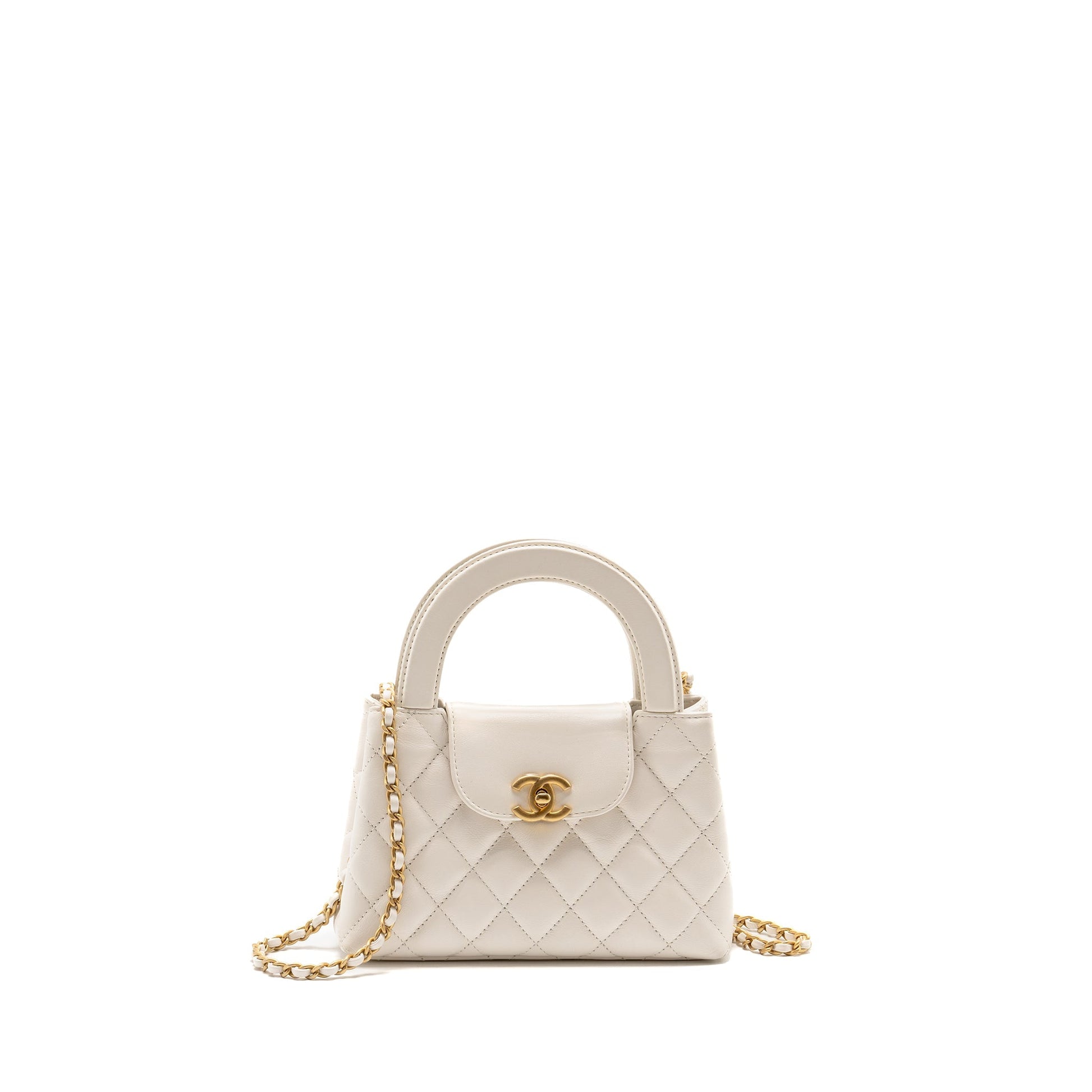 Chanel Kelly Shopping Calfskin GHW Microchip White Tote Bag Ghw Microchip