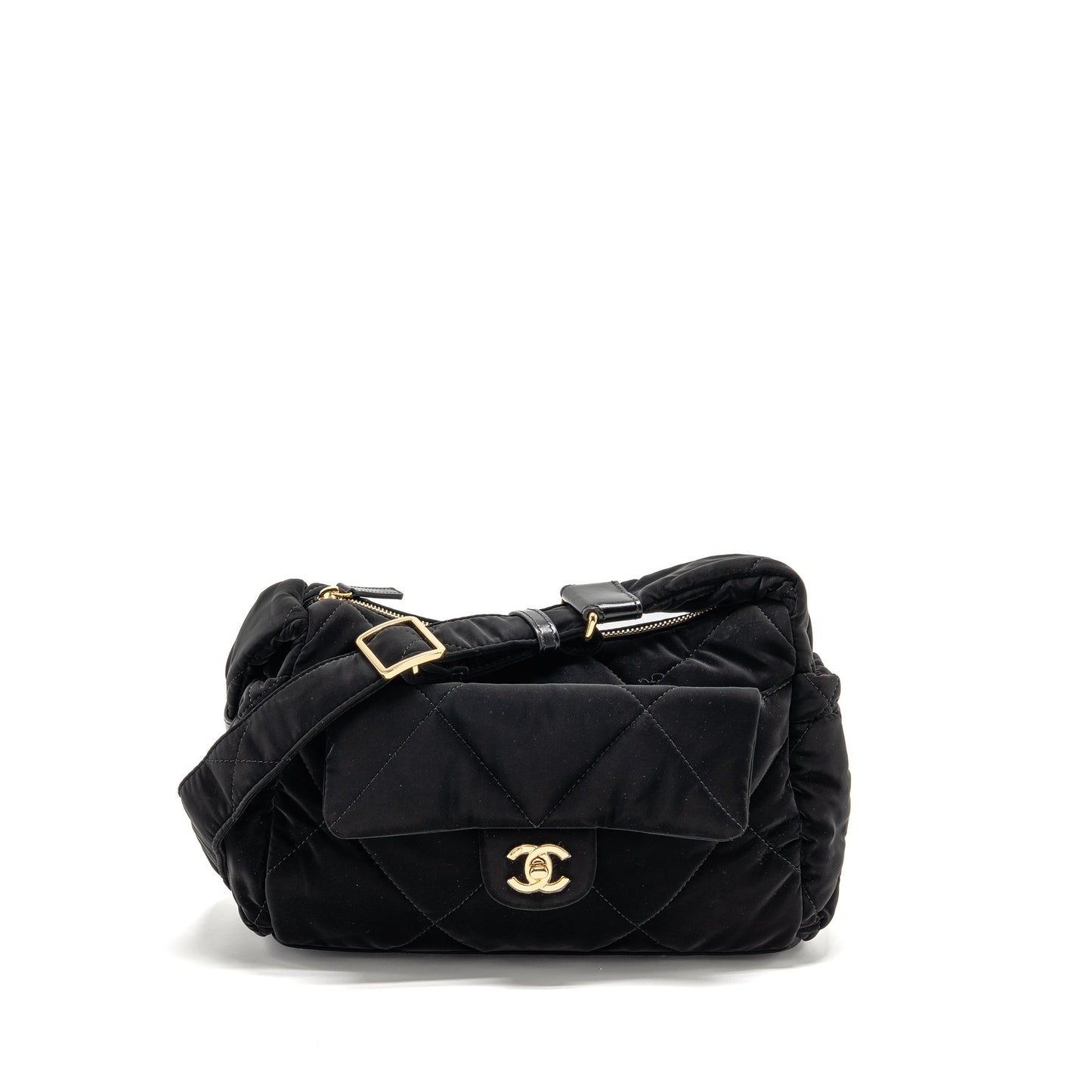 Chanel 24N Ski Series Coconeige Nylon GHW Black Shoulder Bag