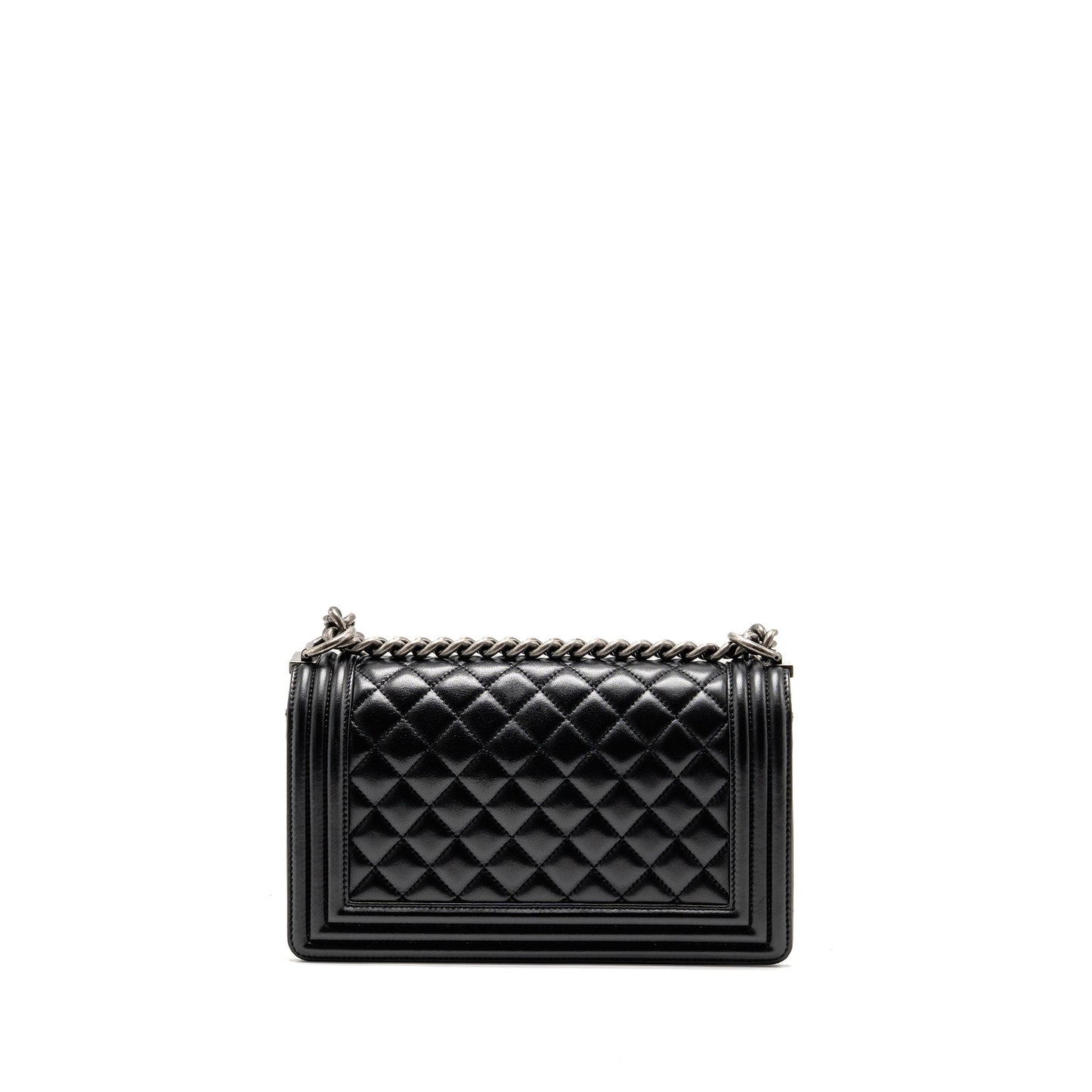 Chanel Boy Lambskin Ruthenium SHW Black Handbag Shw 2