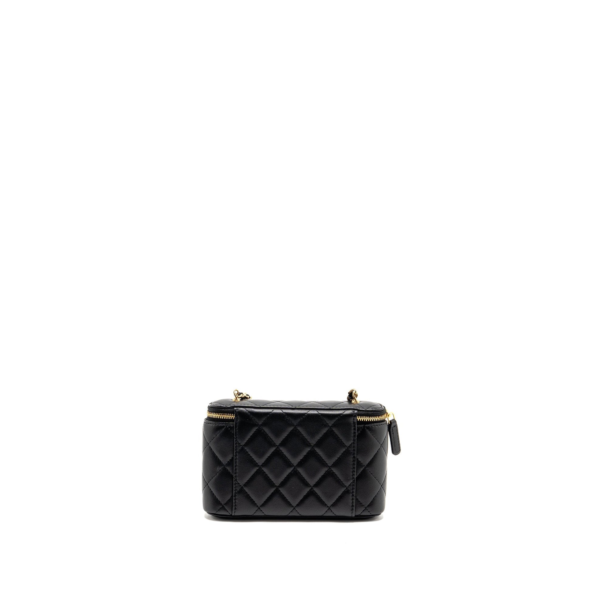 Chanel Vanity Detail Caviar GHW Microchip Black Small Clutch Bag
