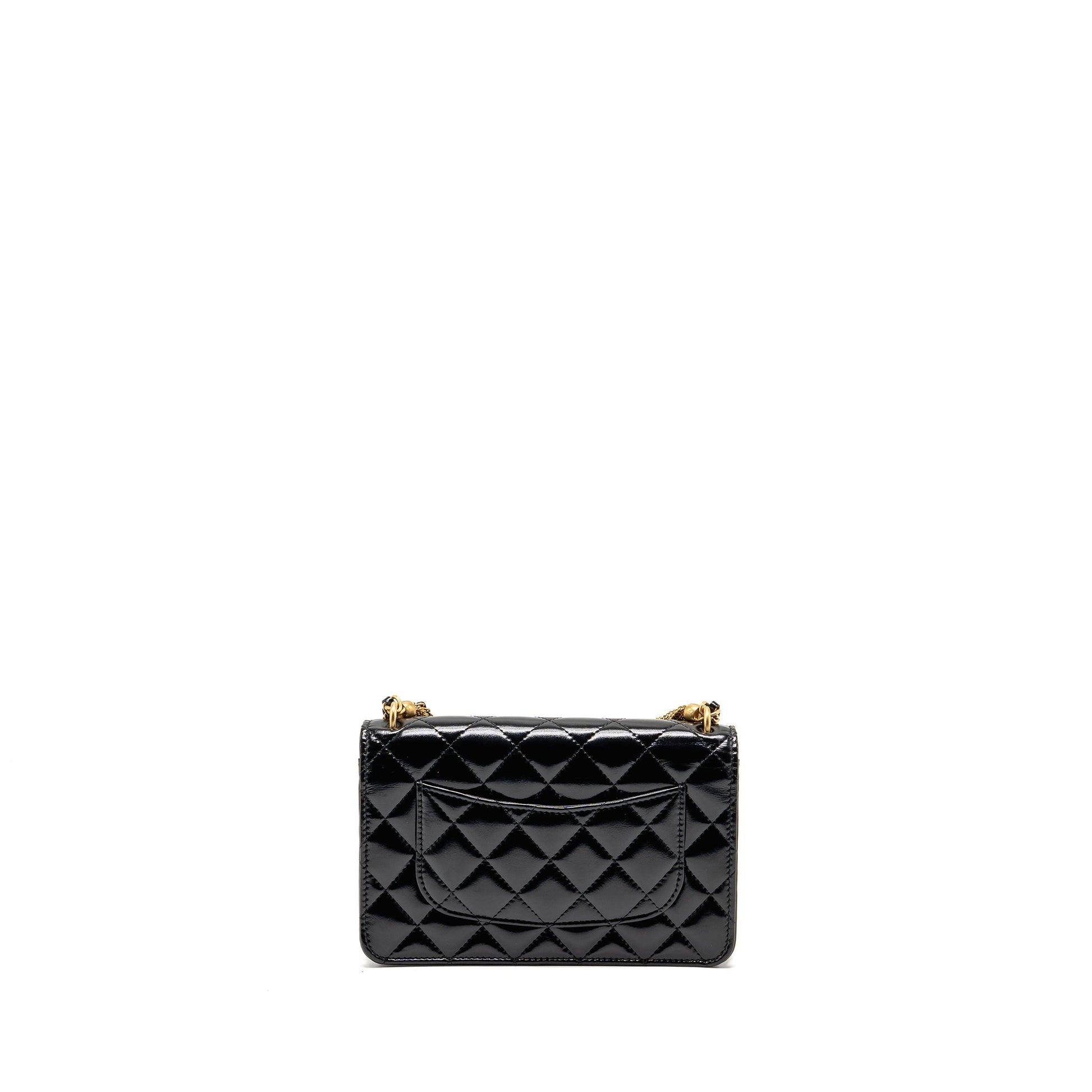 Chanel 24A Detailed on Shiny Calfskin GHW Black Wallet Case