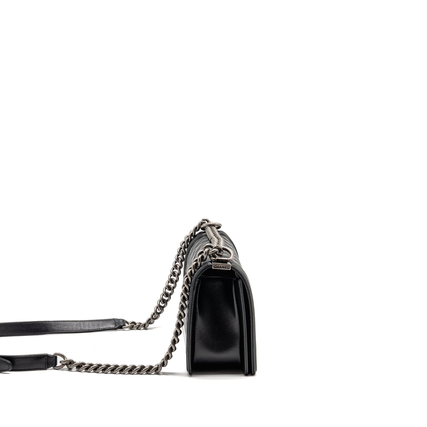 Chanel Boy Lambskin Ruthenium SHW Black Handbag Shw 2