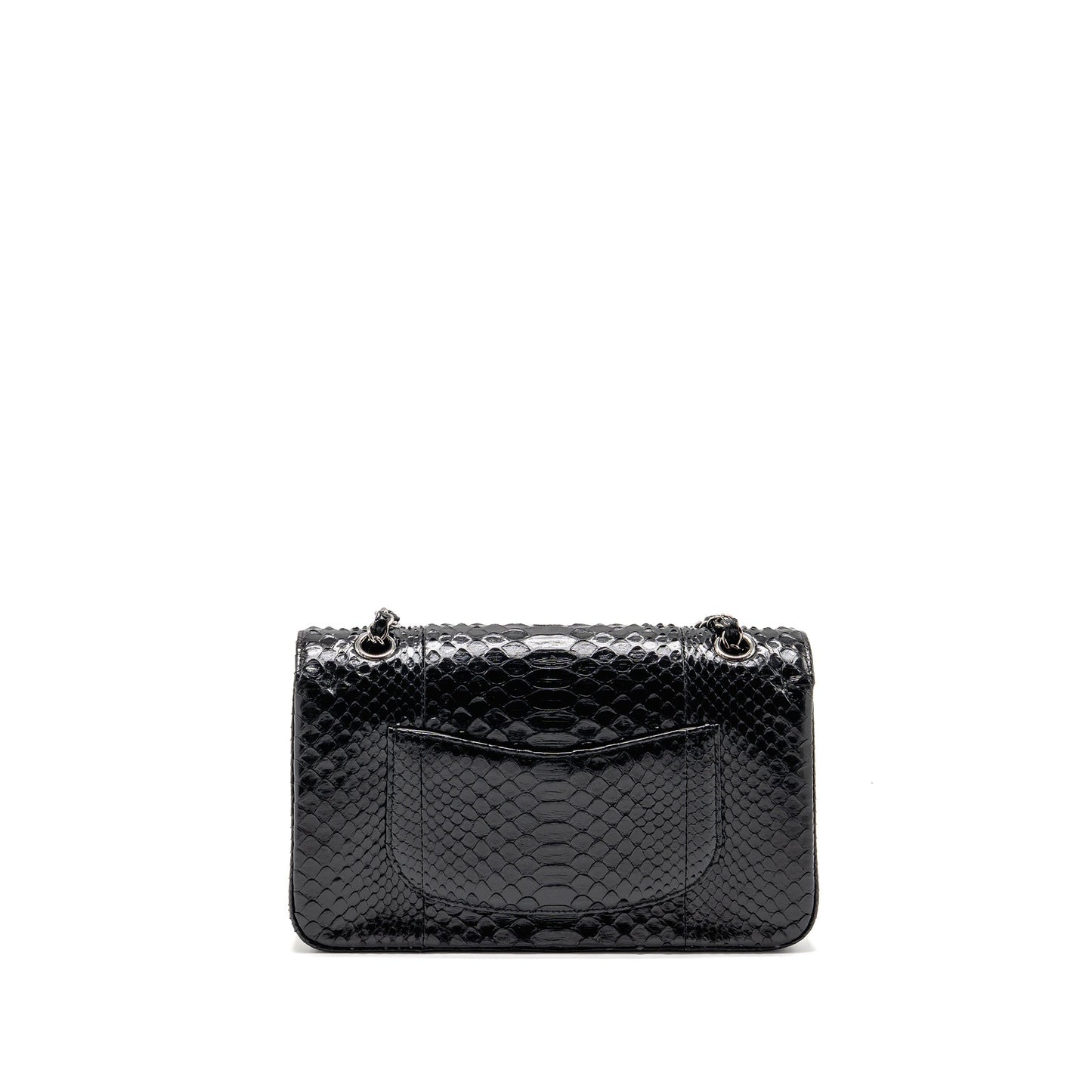 Chanel Classic Double Flap Python SHW Black Shoulder Bag