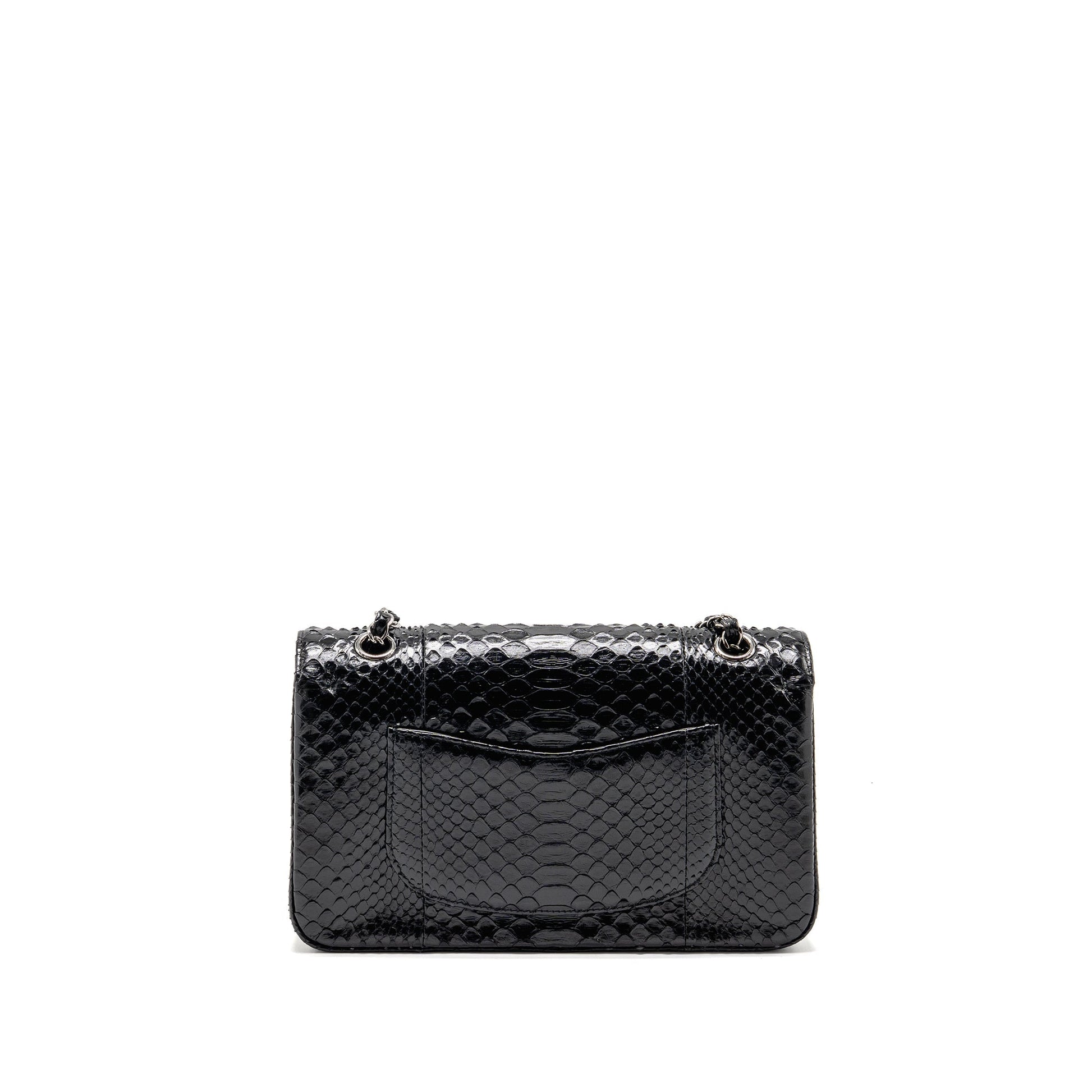 Chanel Classic Double Flap Python SHW Black Shoulder Bag