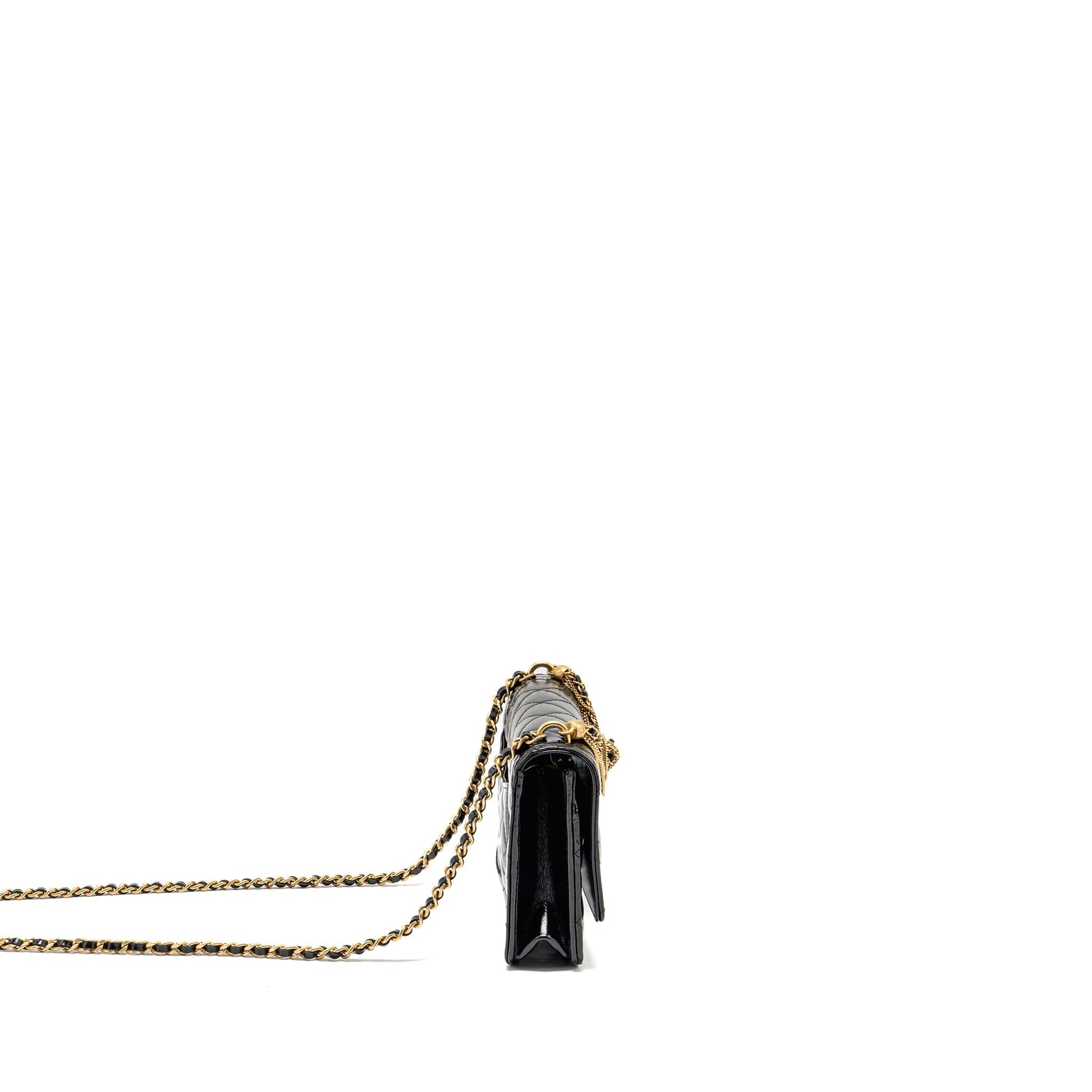Chanel 24A Detailed on Shiny Calfskin GHW Black Wallet Case