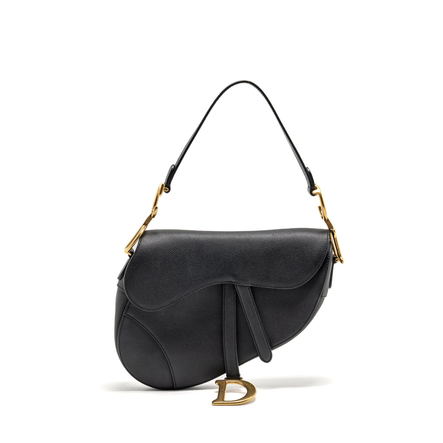 Dior Saddle Purse Calfskin Handbag Black Medium Travel Bag