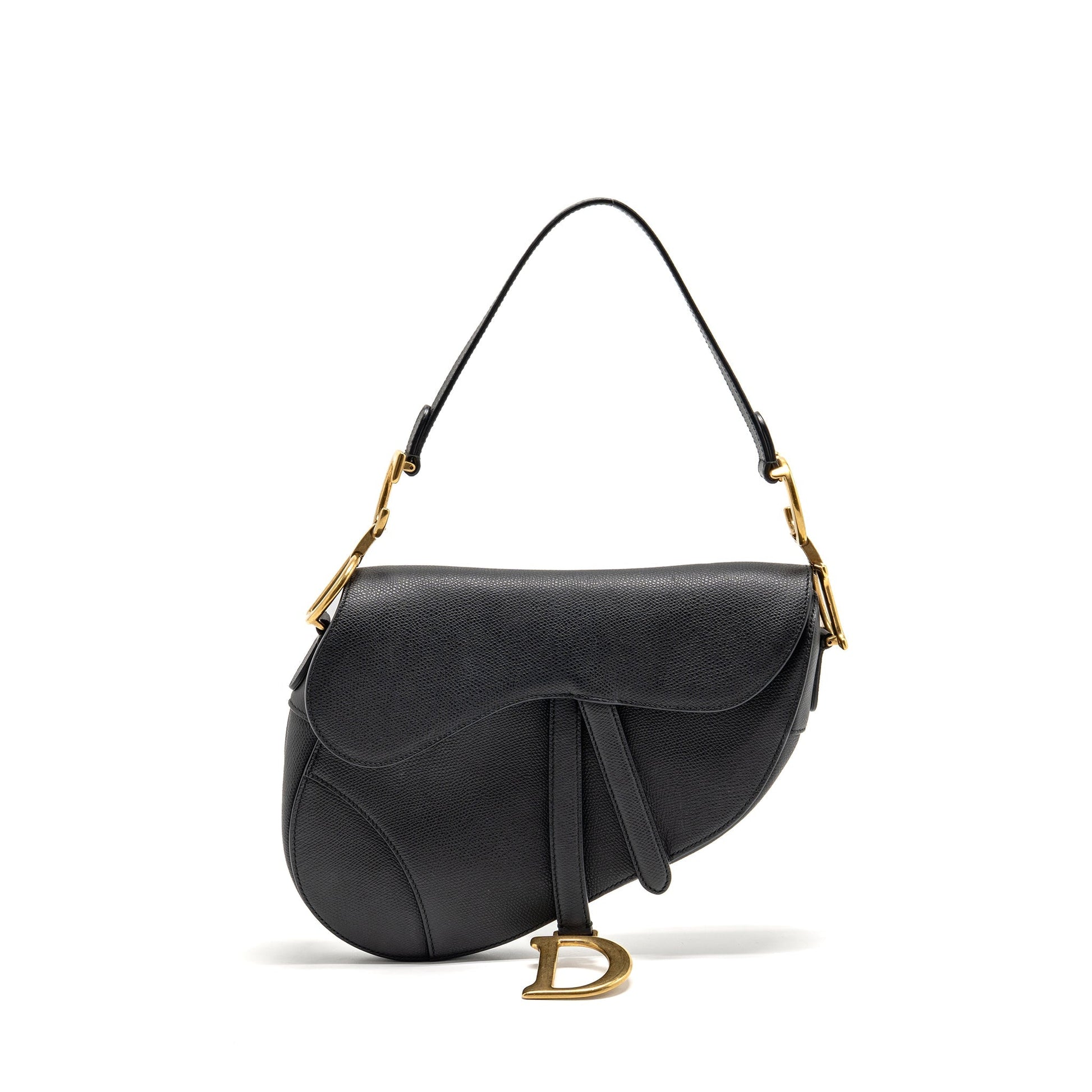 Dior Saddle Purse Calfskin Handbag Black Medium Travel Bag