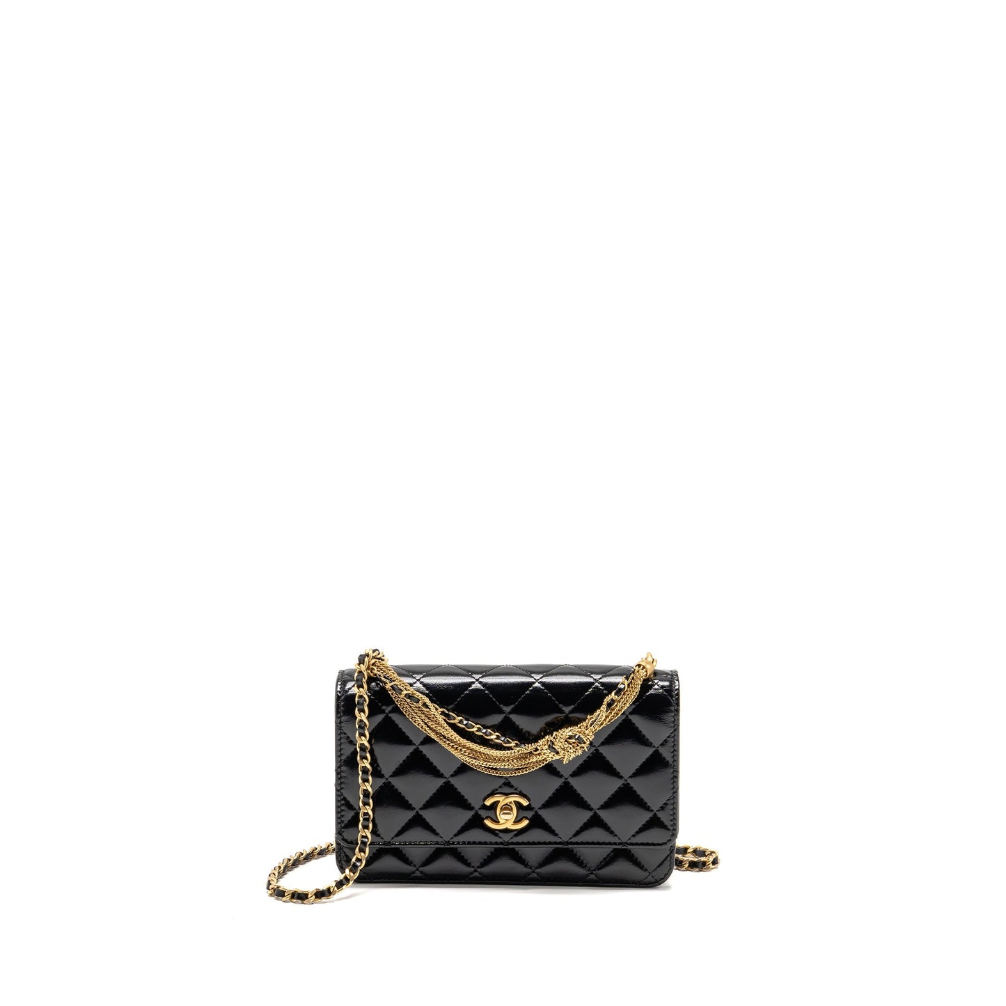 Chanel 24A Detailed on Shiny Calfskin GHW Black Wallet Case