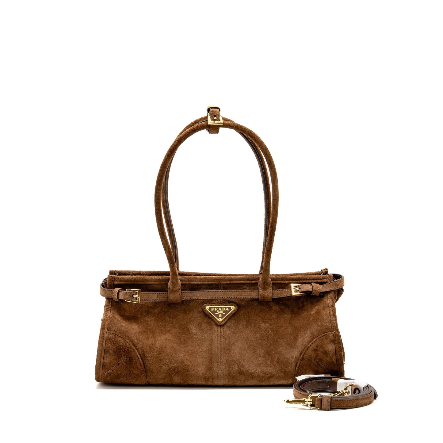 Prada Medium Bonnie Handbag Leather Suede Travel Bag