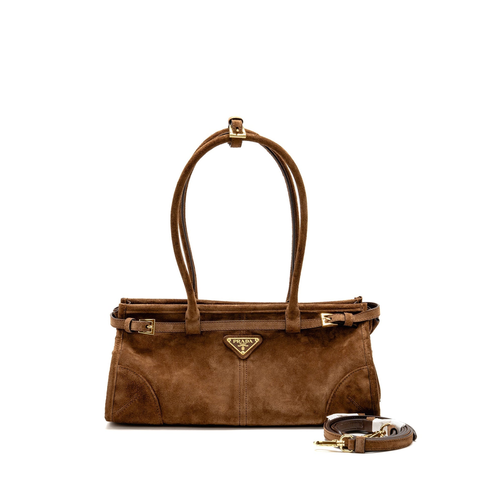 Prada Medium Bonnie Handbag Leather Suede Travel Bag