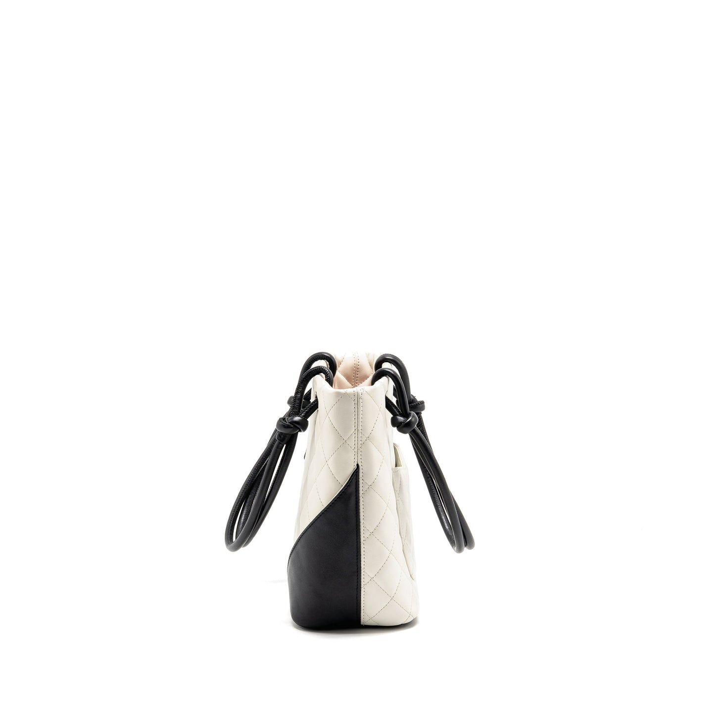 Chanel Cambon Ligne Shopping Calfskin SHW Black White Small Tote Bag