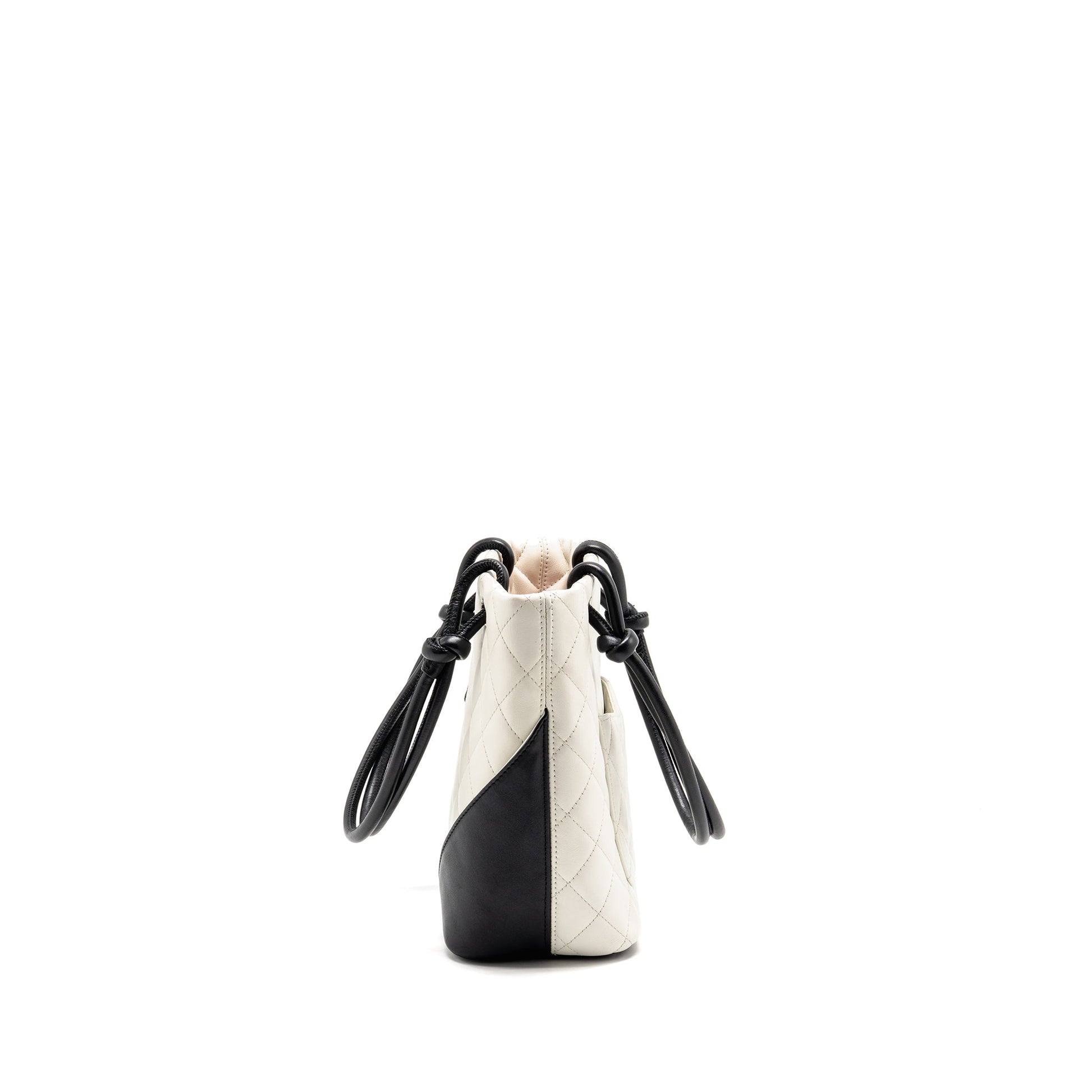 Chanel Cambon Ligne Shopping Calfskin SHW Black White Small Tote Bag