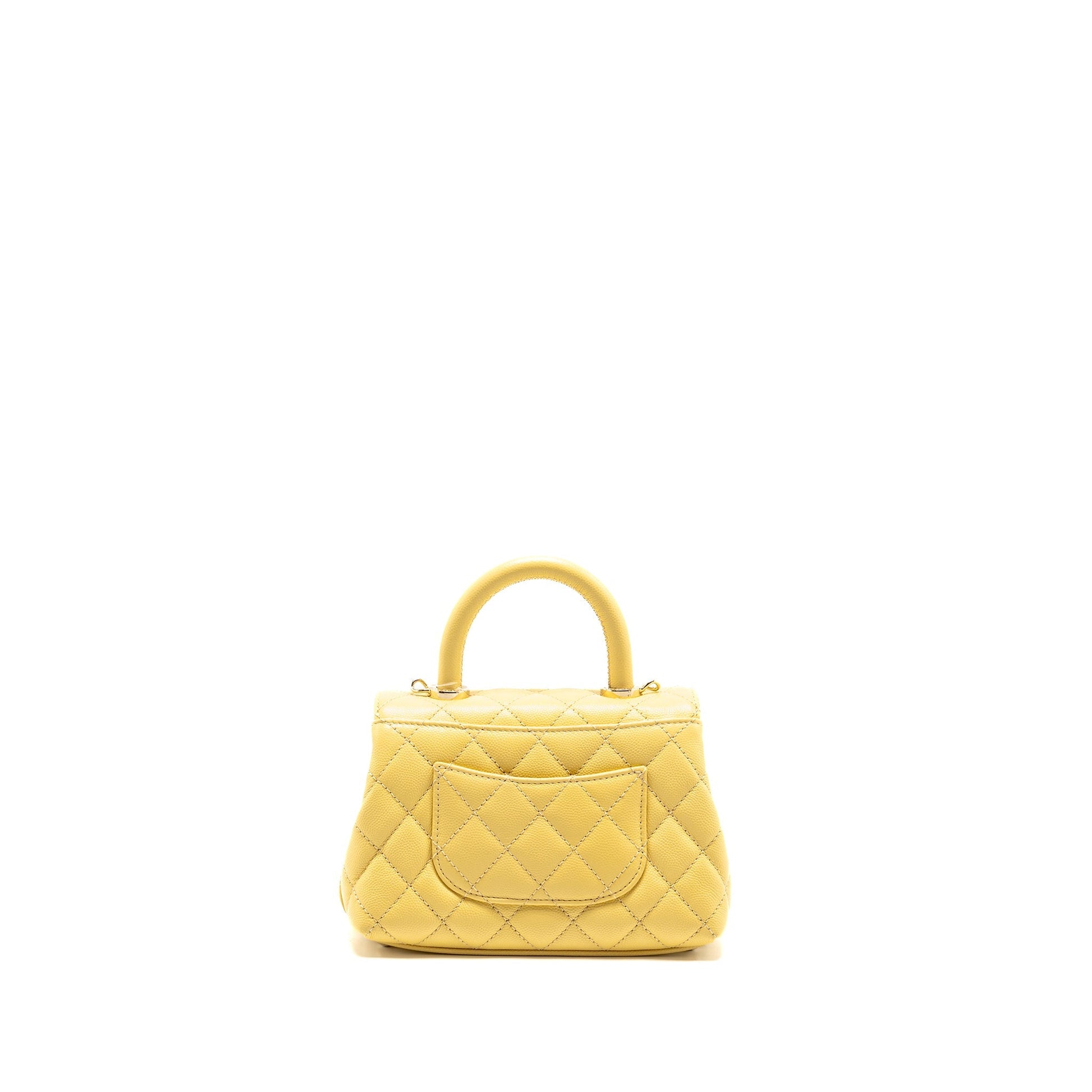 Chanel Coco Handle Caviar Yellow LGHW Microchip Mini Bag