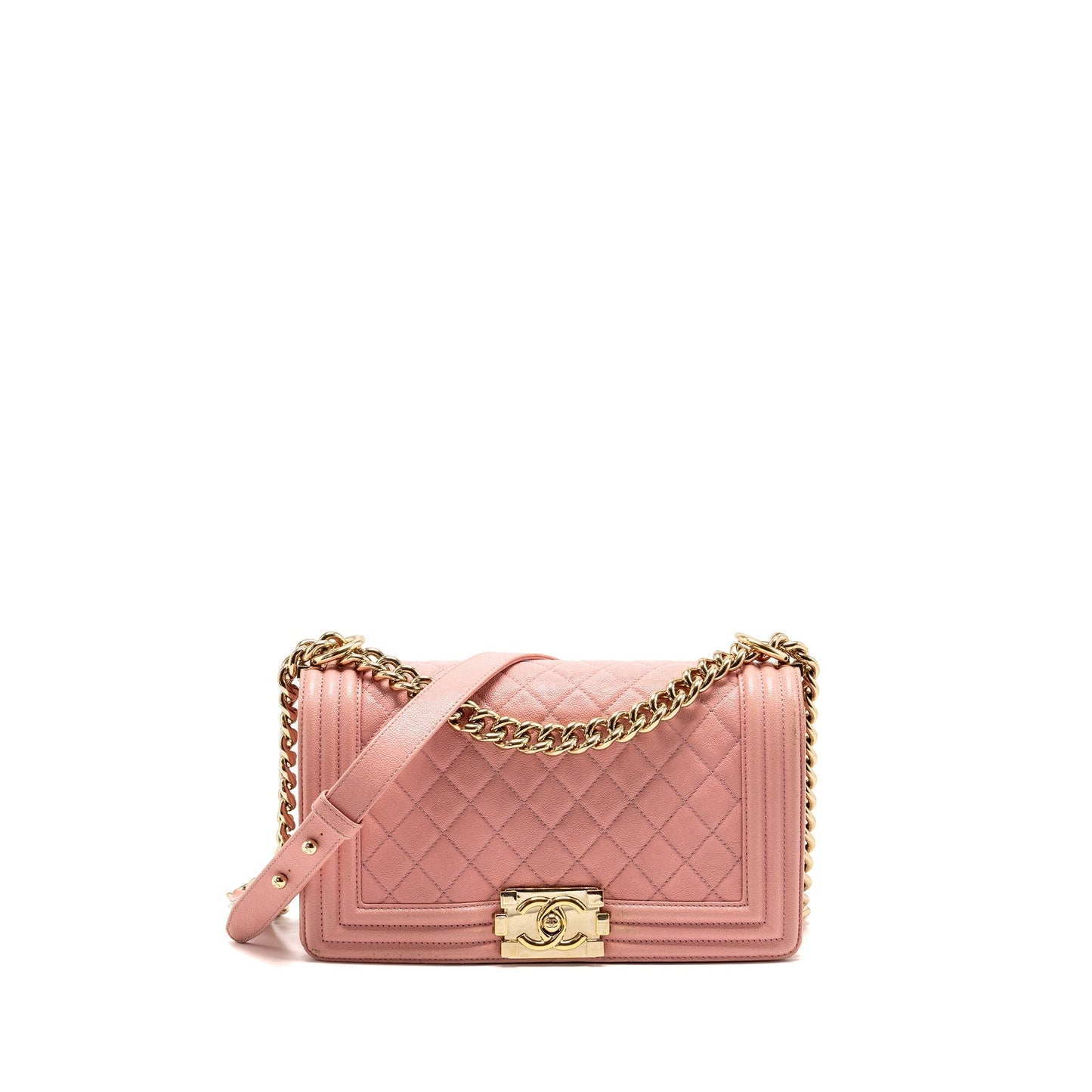 Chanel Boy Grained Calfskin LGHW Pink Handbag