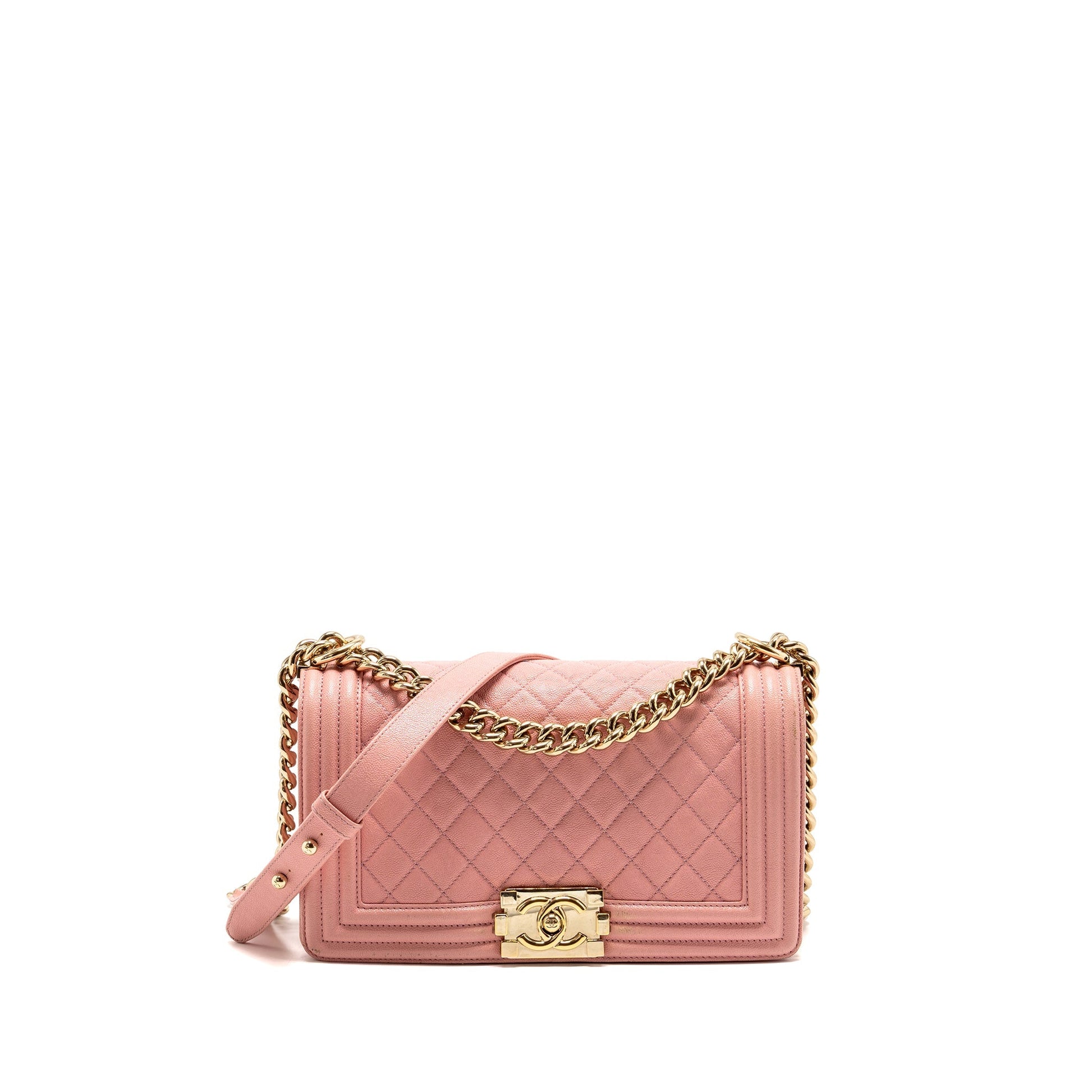 Chanel Boy Grained Calfskin LGHW Pink Handbag