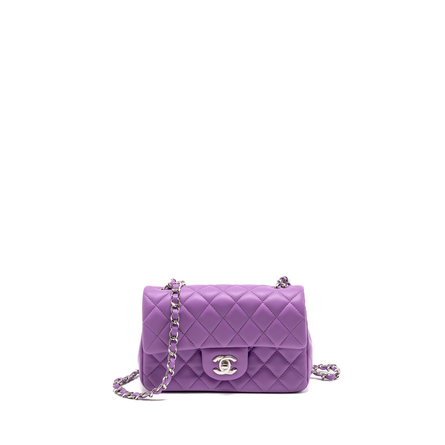 Chanel Rectangular Flap Lambskin Purple SHW Shoulder Bag Shw 1