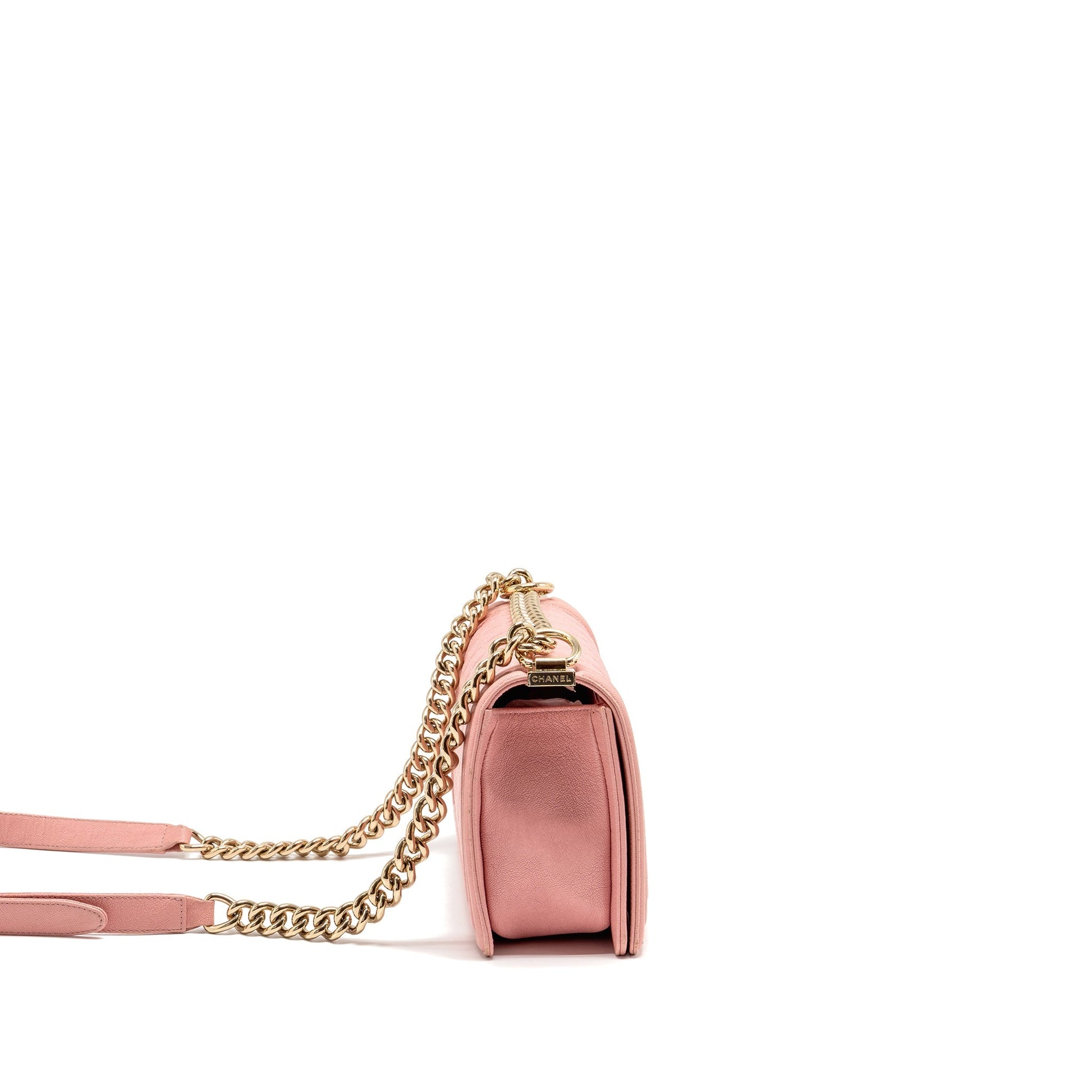 Chanel Boy Grained Calfskin LGHW Pink Handbag