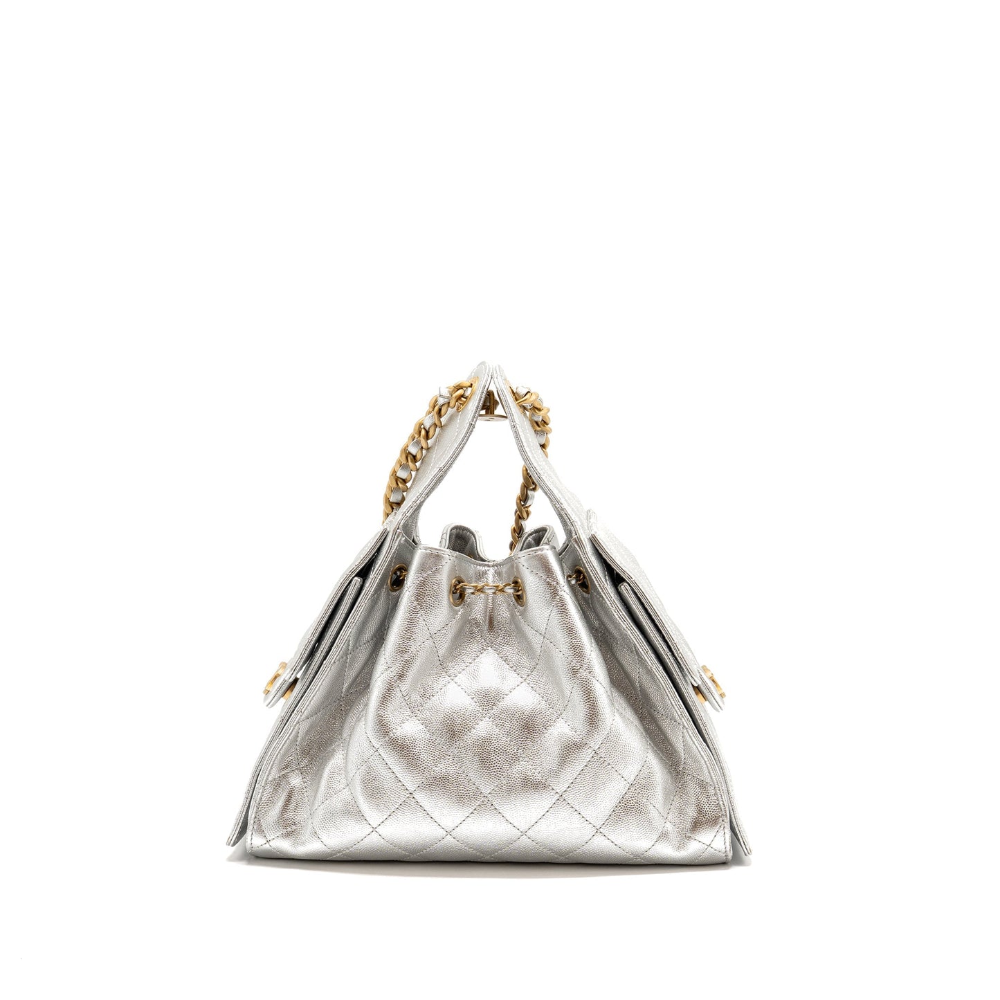 Chanel 25 caviar GHW microchip Silver Small Handbag