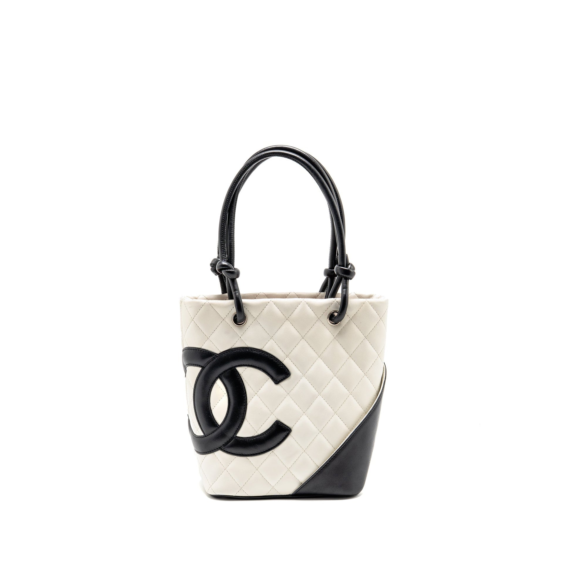 Chanel Cambon Ligne Shopping Calfskin SHW Black White Small Tote Bag