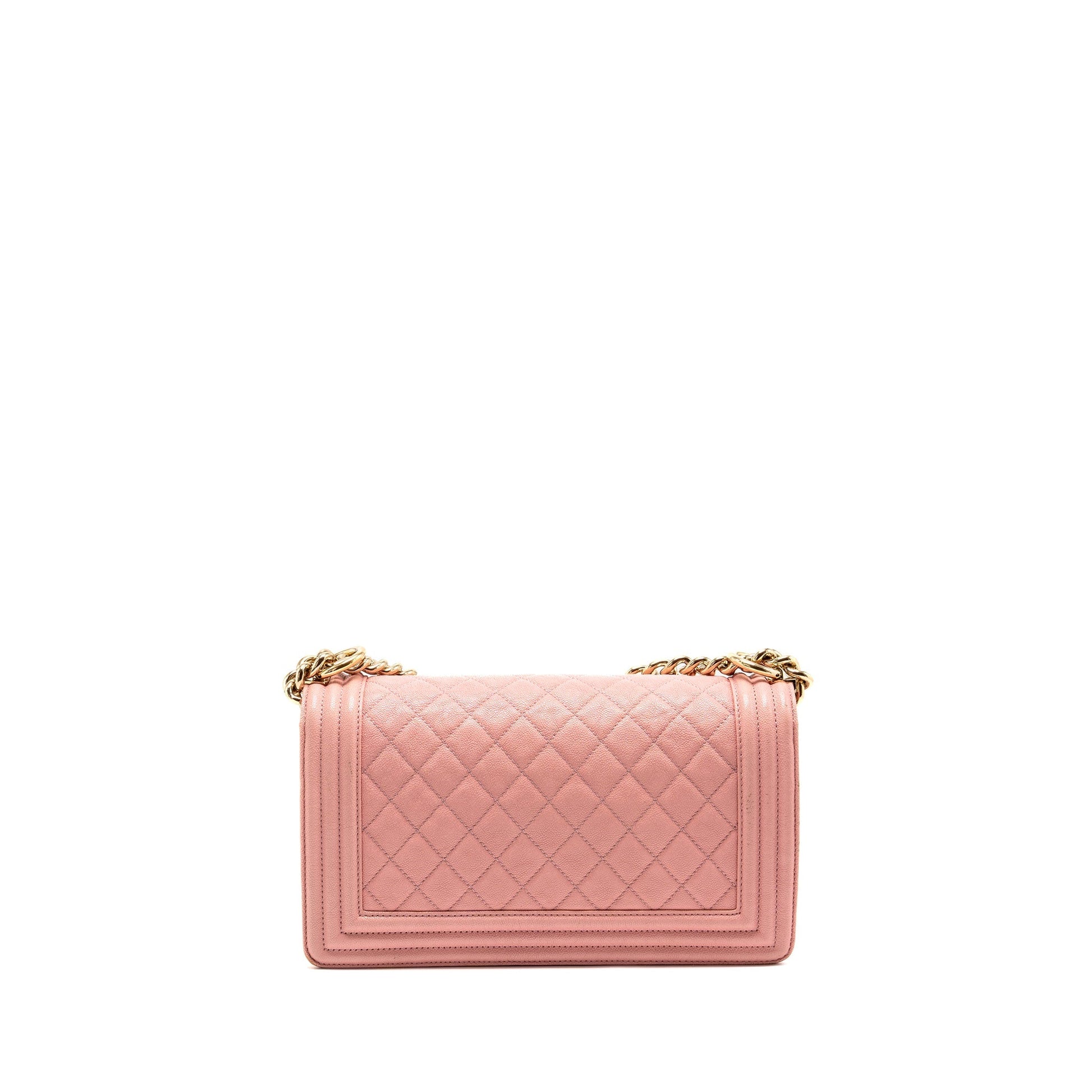 Chanel Boy Grained Calfskin LGHW Pink Handbag