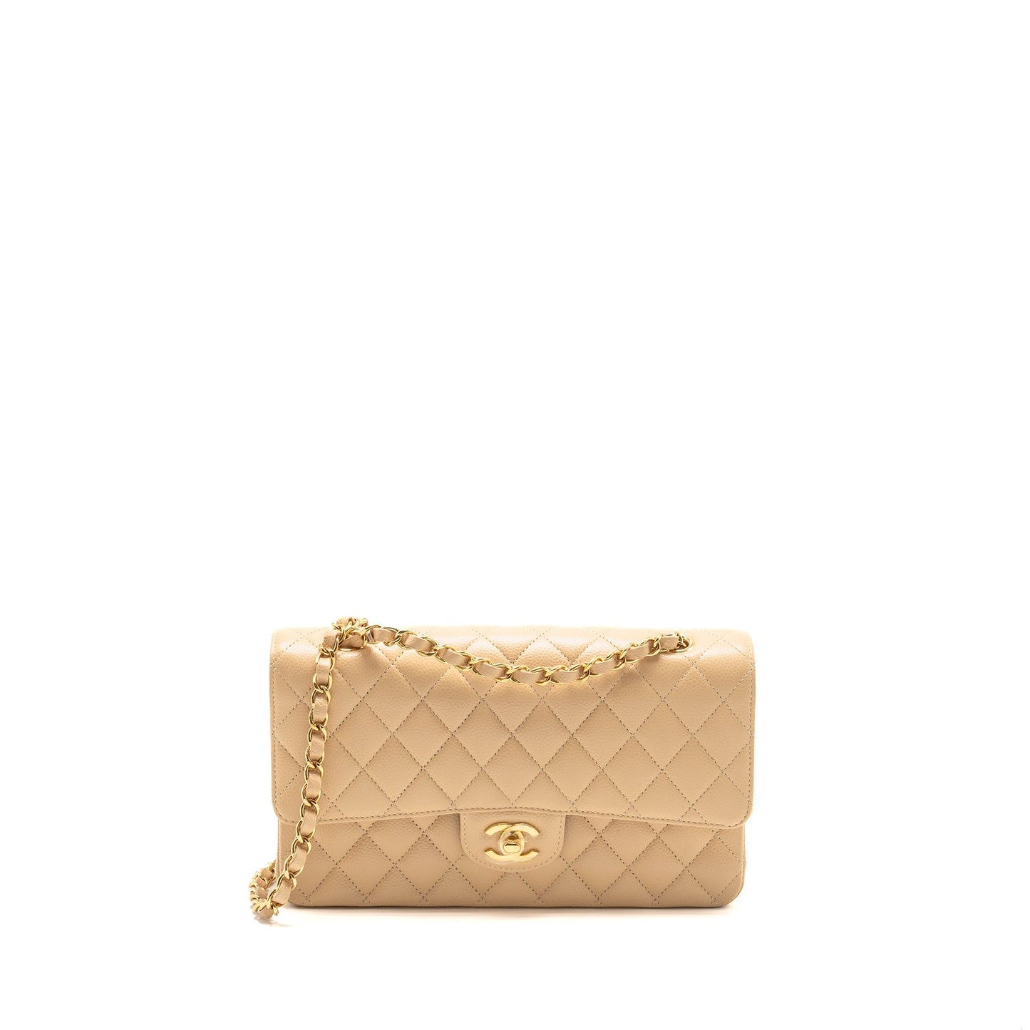 Chanel Classic Double Flap Caviar GHW microchip Beige Shoulder Bag Ghwmicrochip 1