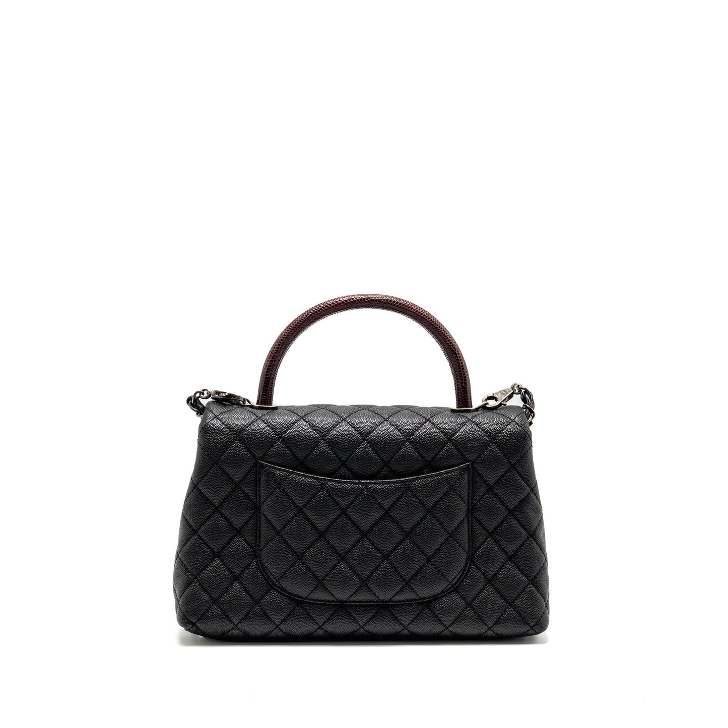 Chanel Coco Handle Flap Lizard Embossed Handle Black Small Shoulder Bag