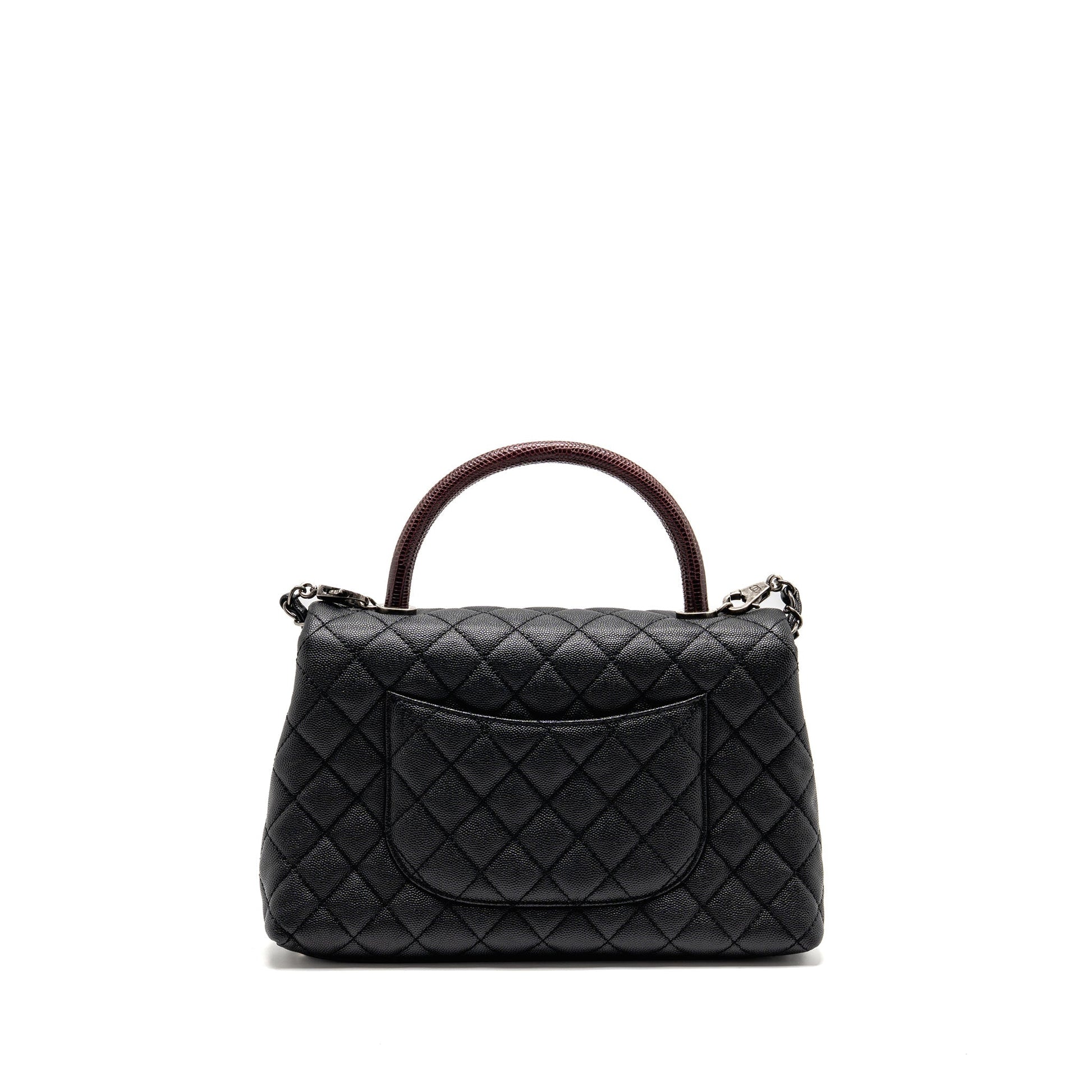 Chanel Coco Handle Flap Lizard Embossed Handle Black Small Shoulder Bag