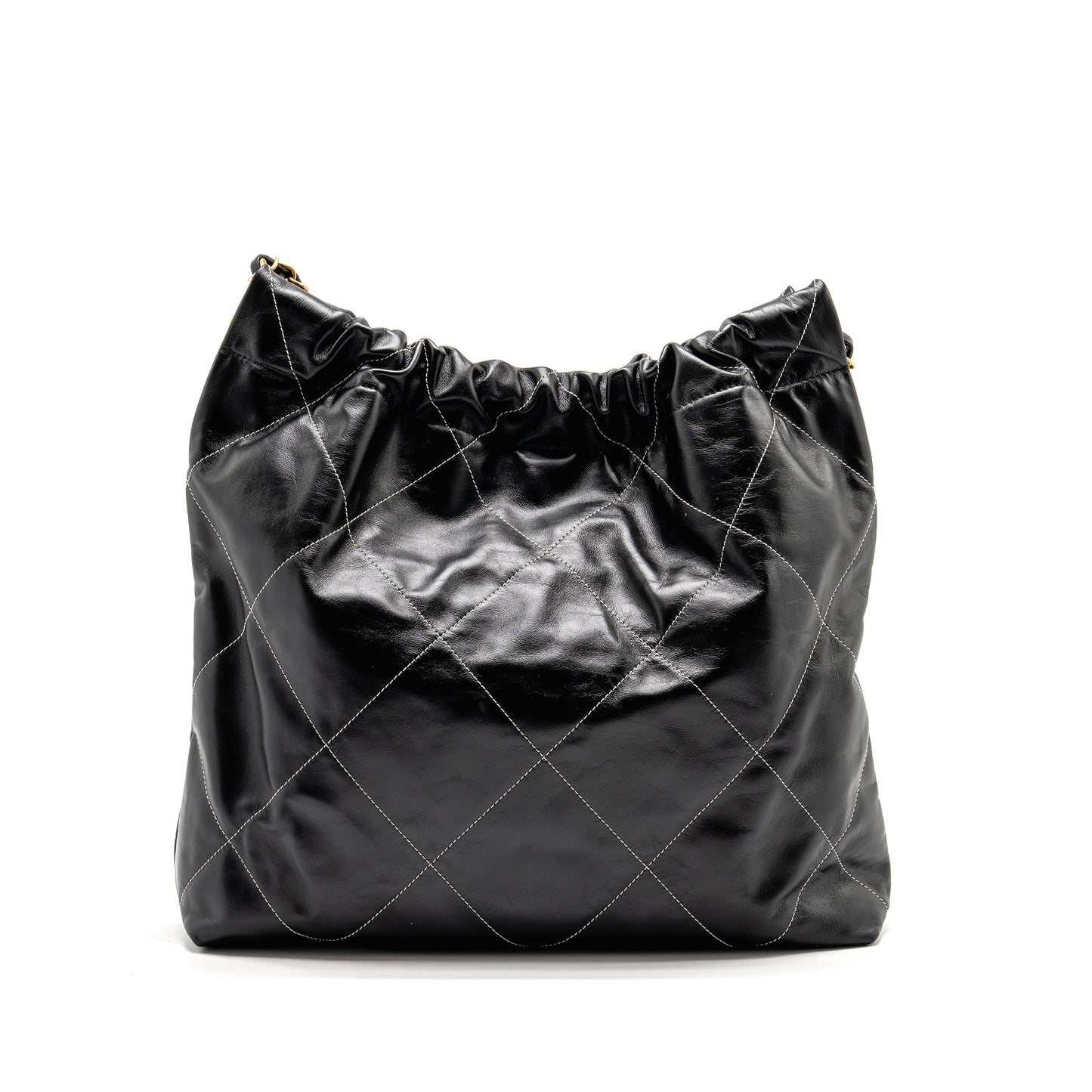 Chanel 22 Stitching Calfskin GHW Microchip Black White Small Handbag