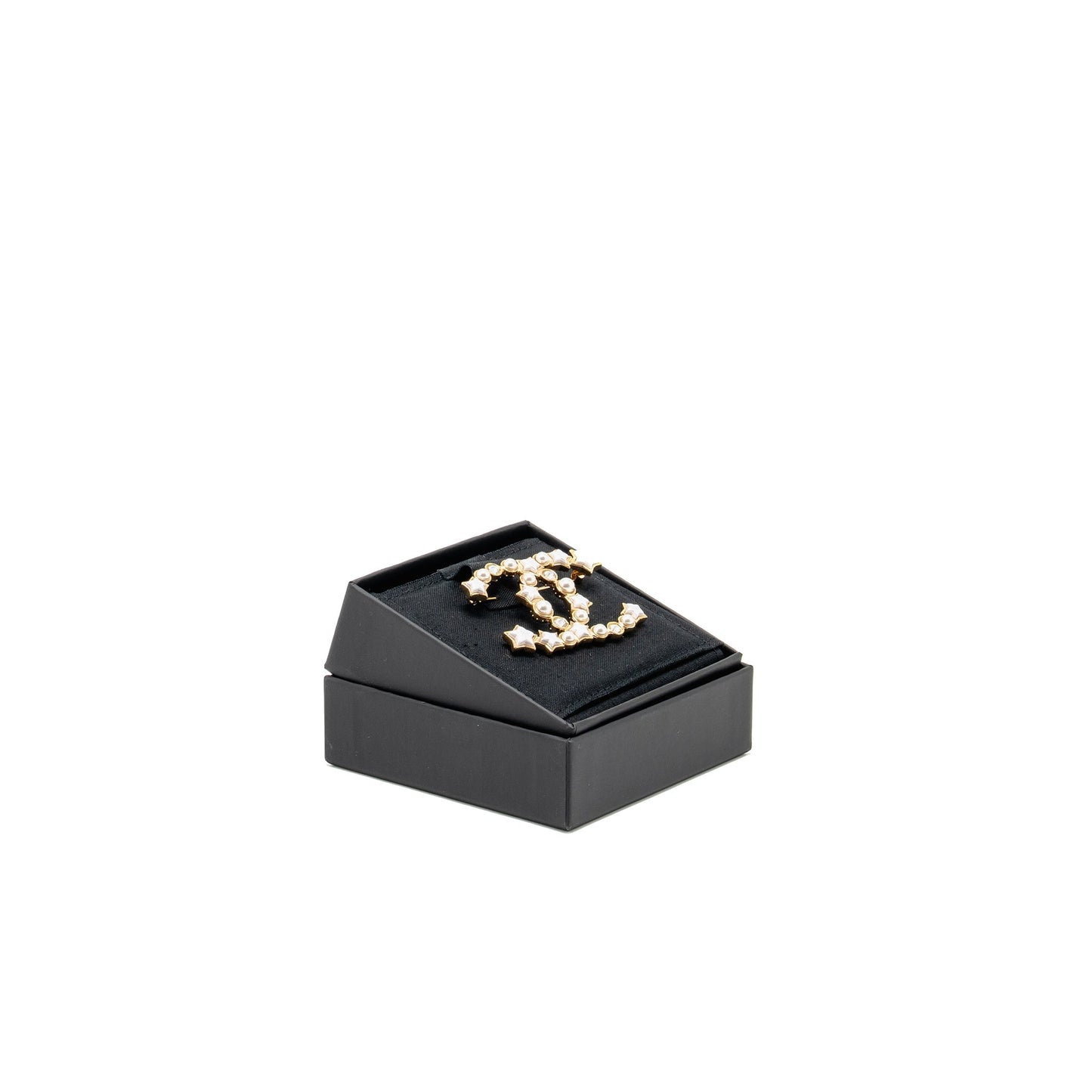 Chanel CC Star Brooch Crystal Pearl Tone Gold Handbag