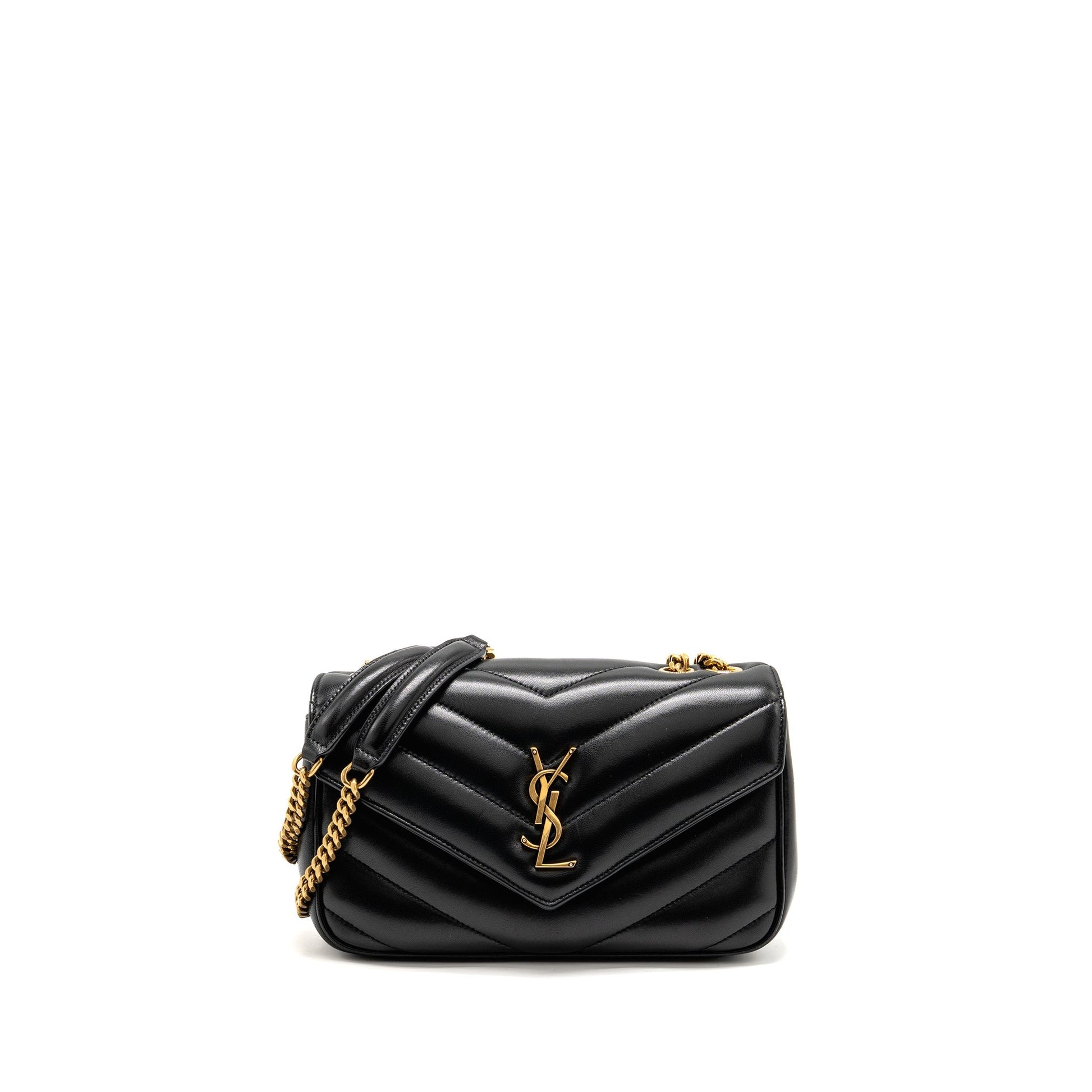 YSL Saint Laurent Loulou Purse Lambskin Travel Bag Black Small
