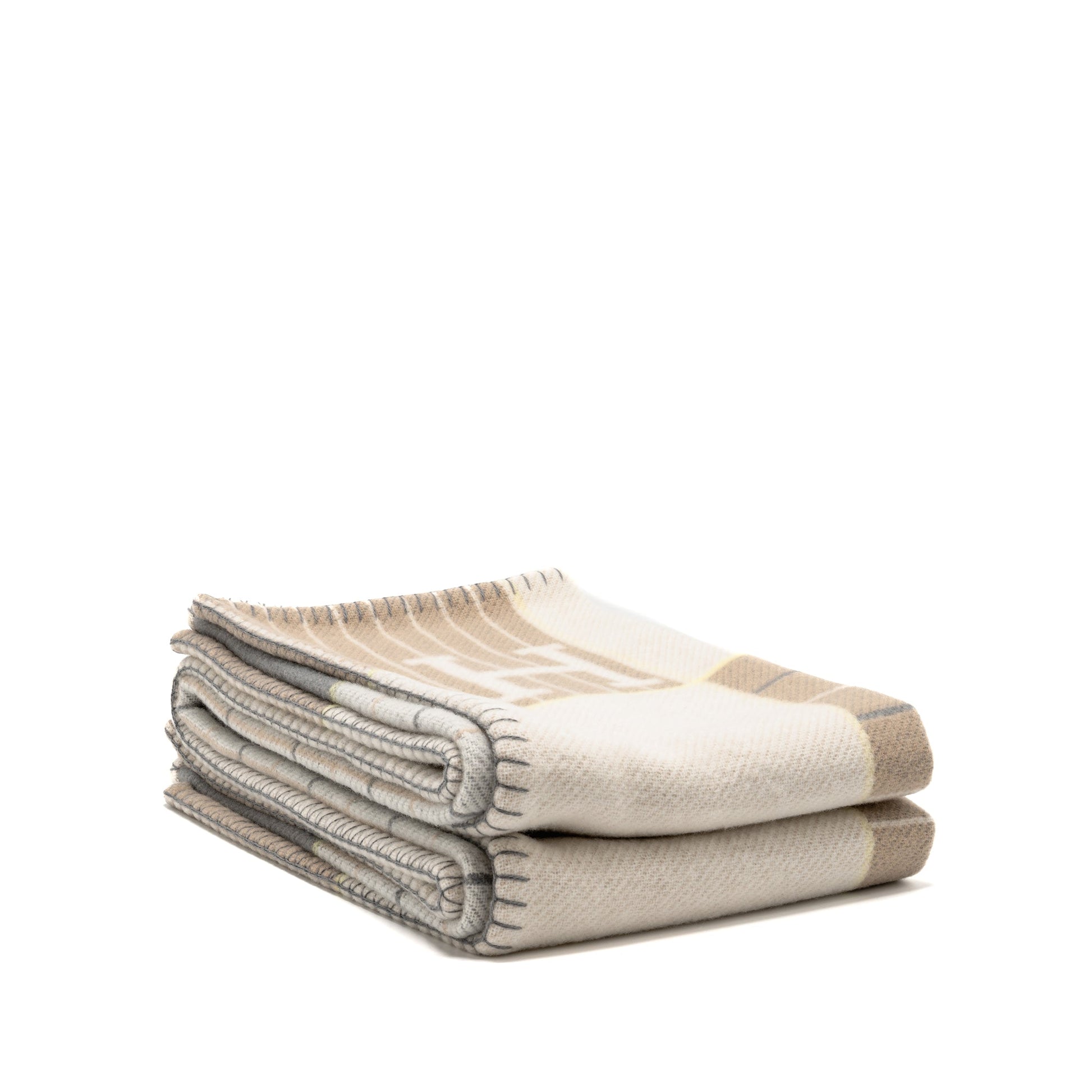 Hermes Avalon Cabriole Blanket Merino Wool Cashmere Gris Travel Bag