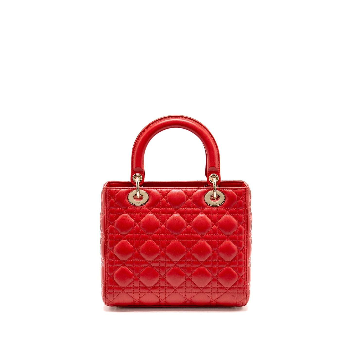 Dior Lady Lambskin Handbag Red Medium Travel Bag