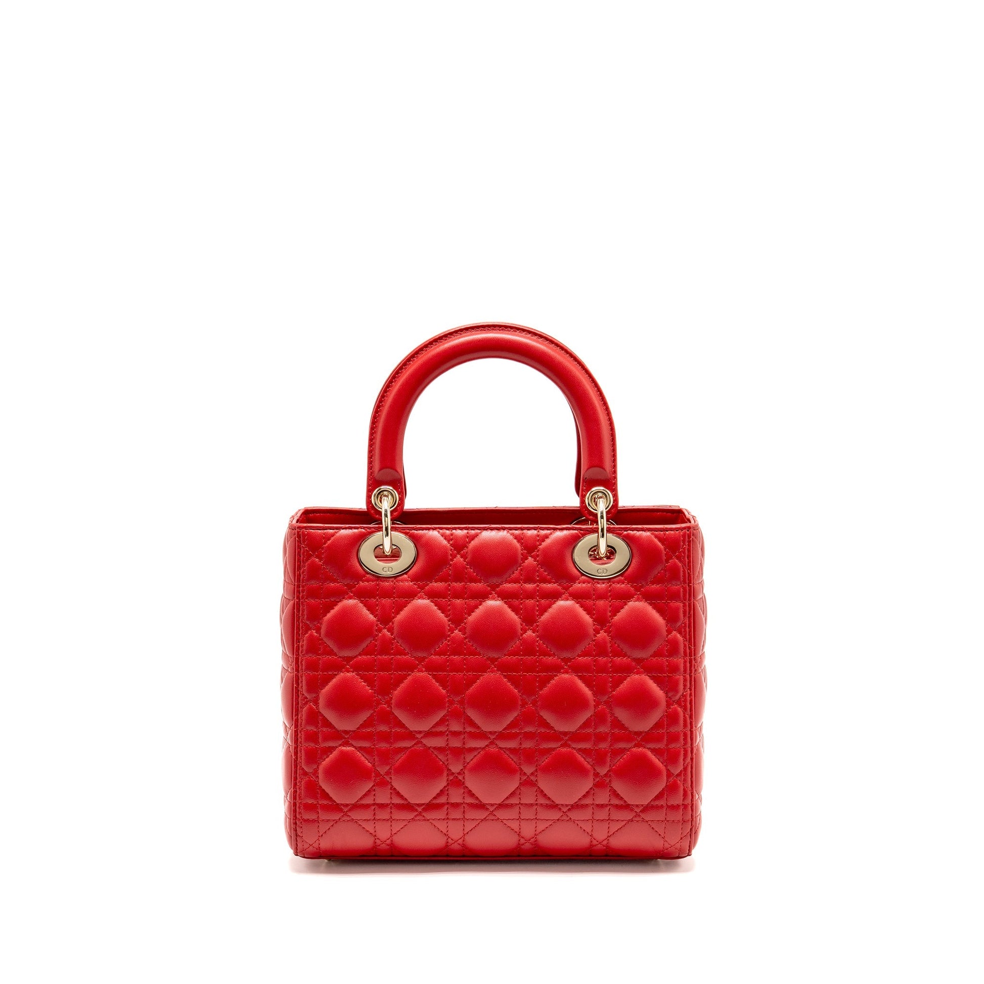 Dior Lady Lambskin Handbag Red Medium Travel Bag