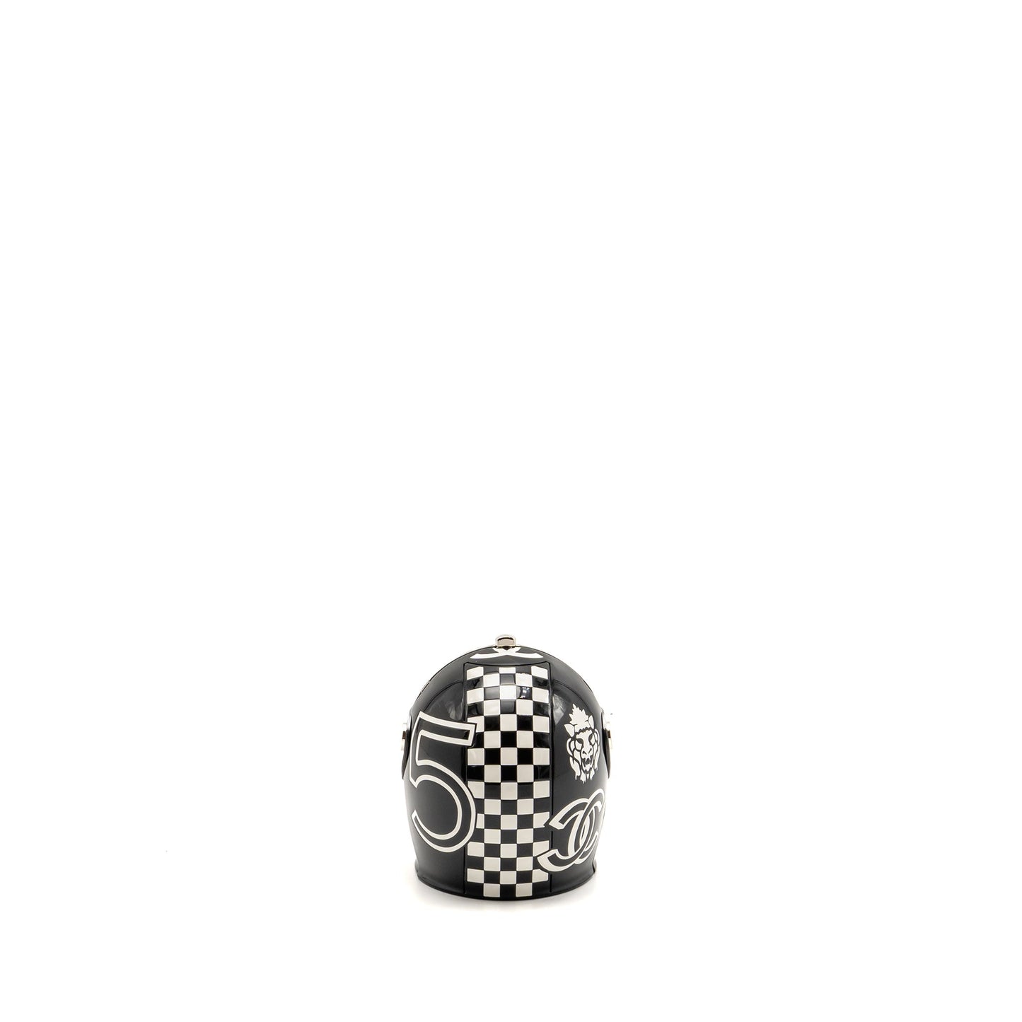 Chanel Monte Carlo Helmet Minaudiere Plexi Strass Black White Clutch Bag
