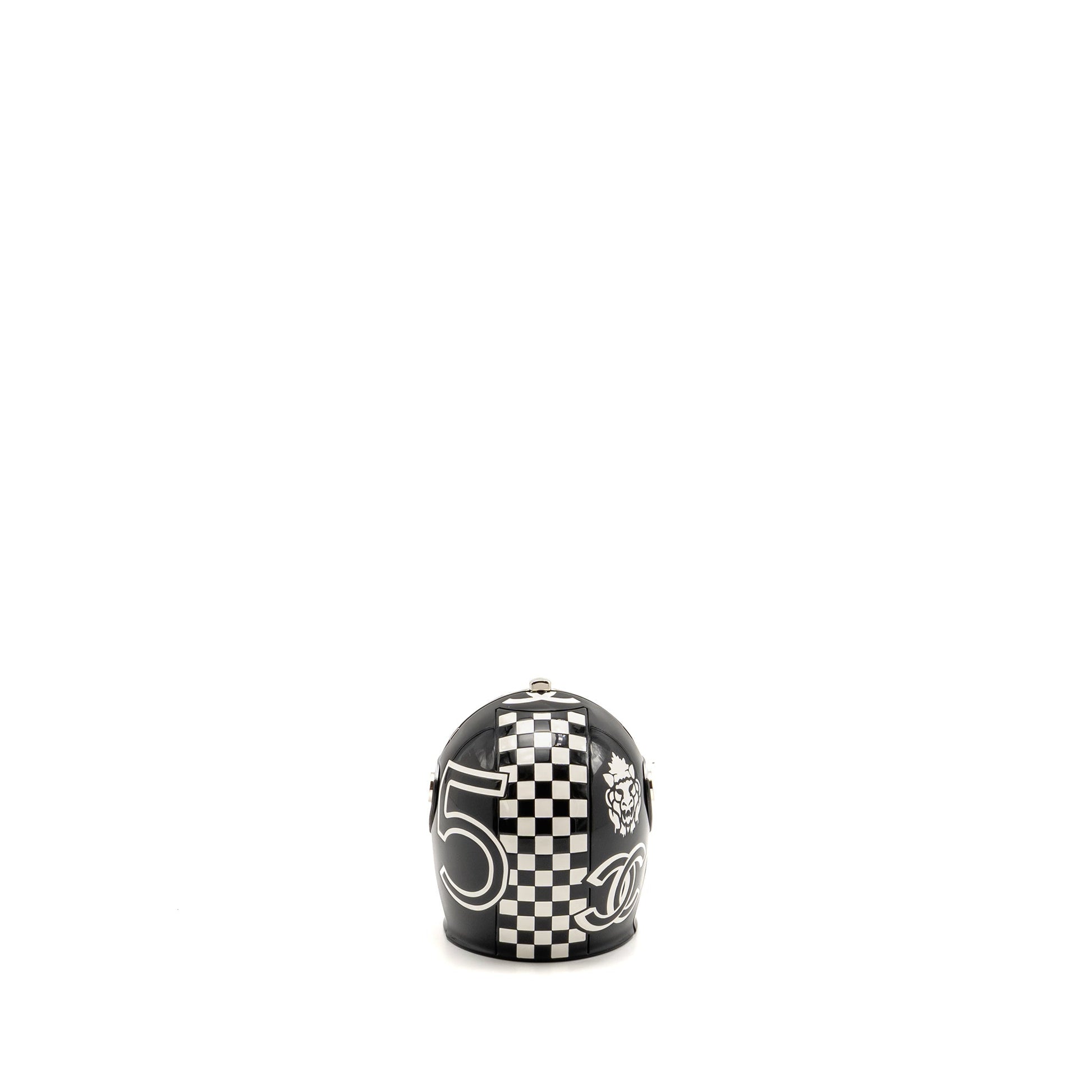 Chanel Monte Carlo Helmet Minaudiere Plexi Strass Black White Clutch Bag