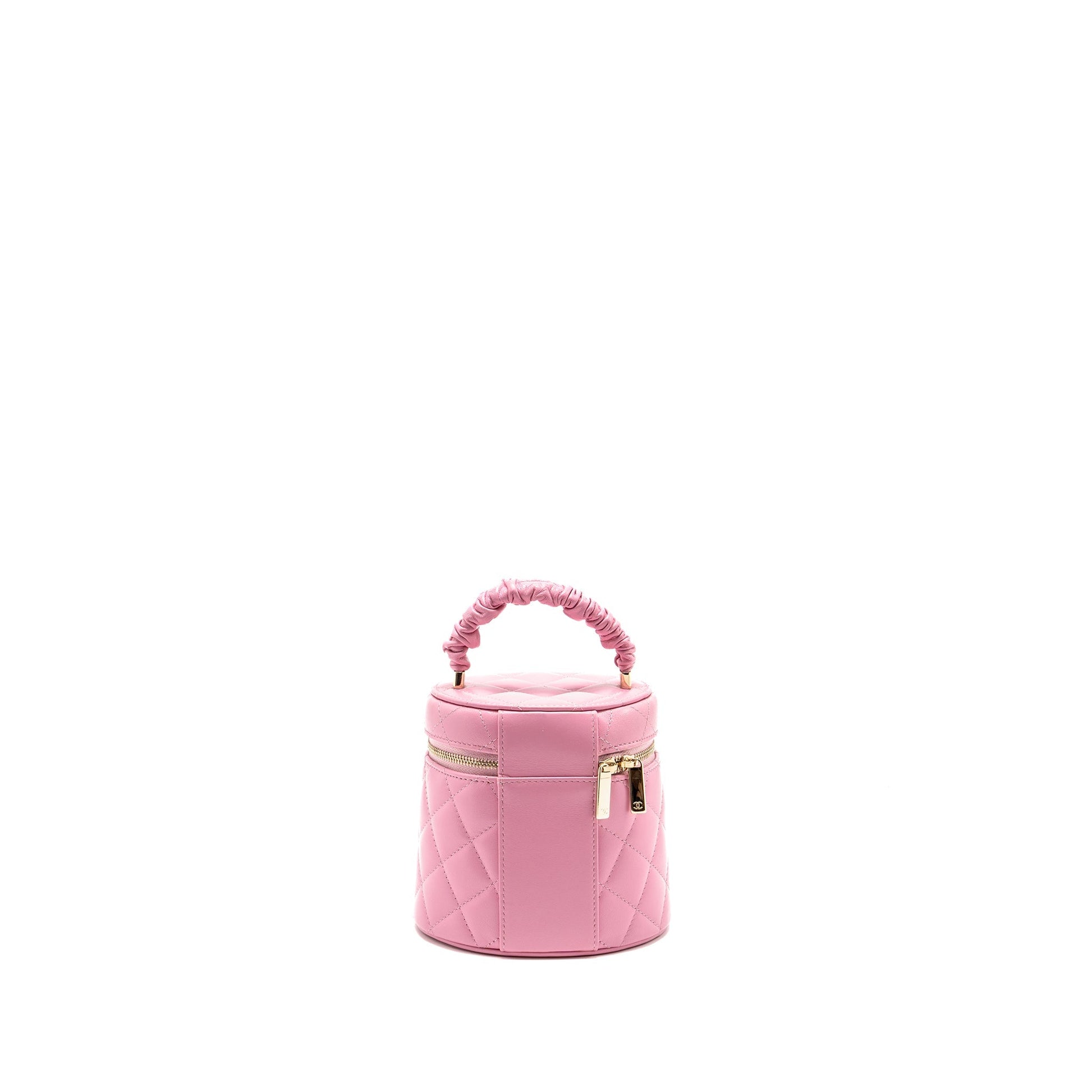 Chanel Top Handle Round Vanity Lambskin LGHW Pink Handbag