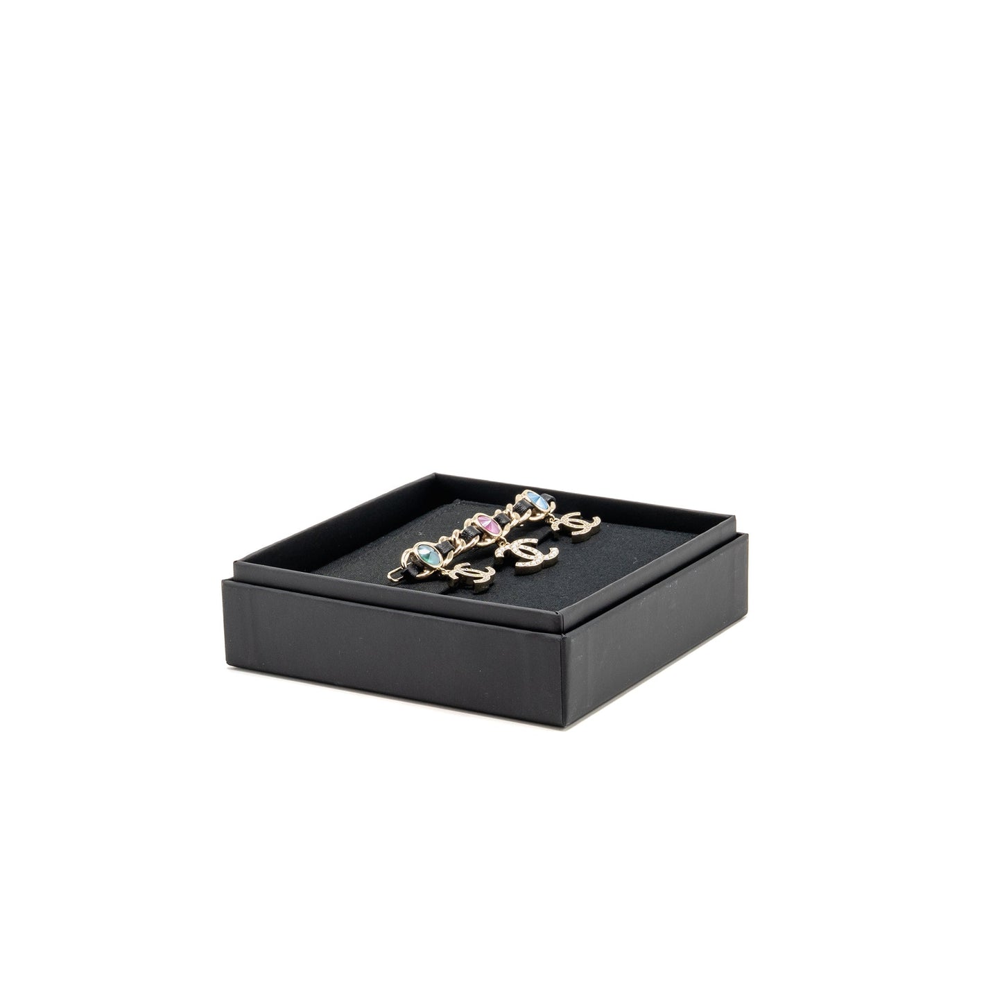 Chanel CC drop hair clip light tone Black Gold Handbag