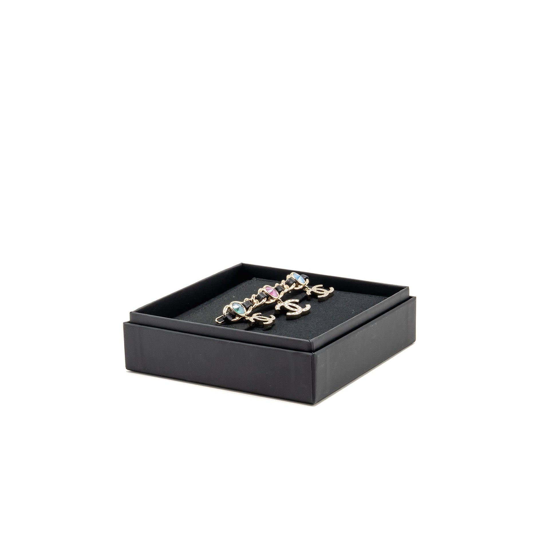 Chanel CC drop hair clip light tone Black Gold Handbag