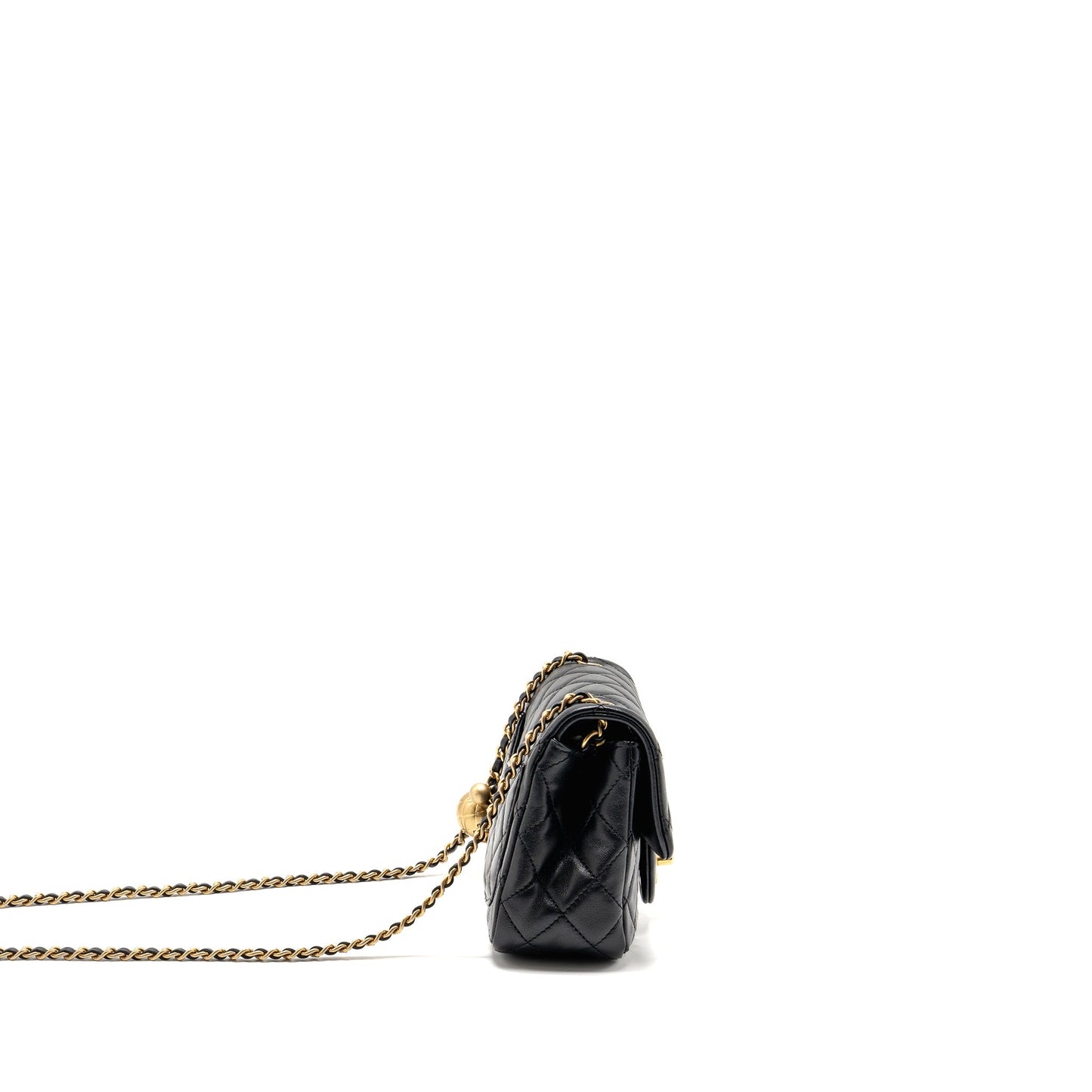 Chanel Pearl Crush Square Flap Lambskin GHW Black Shoulder Bag Ghwmicrochip 2
