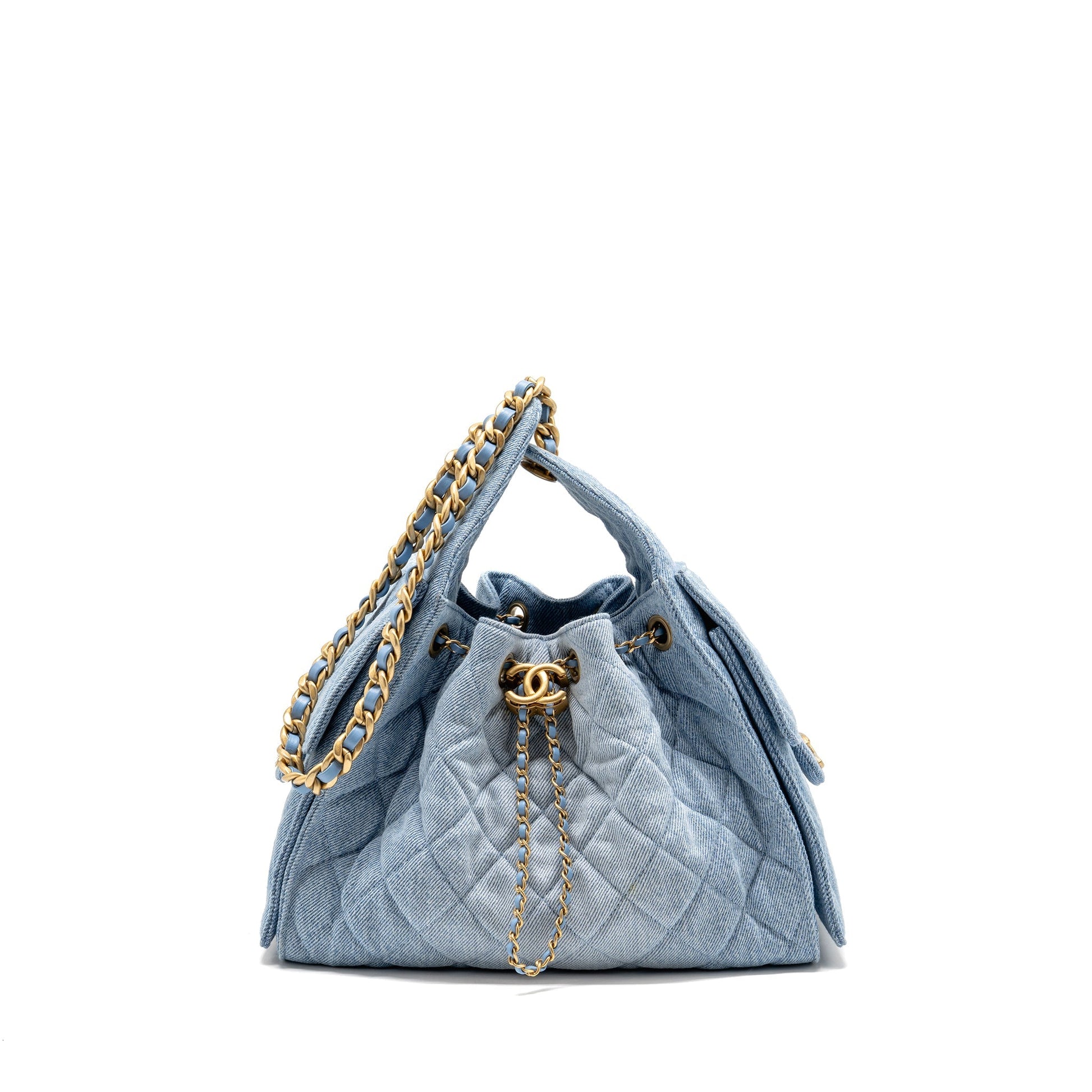 Chanel 25 washed denim light GHW microchip Blue Small Handbag