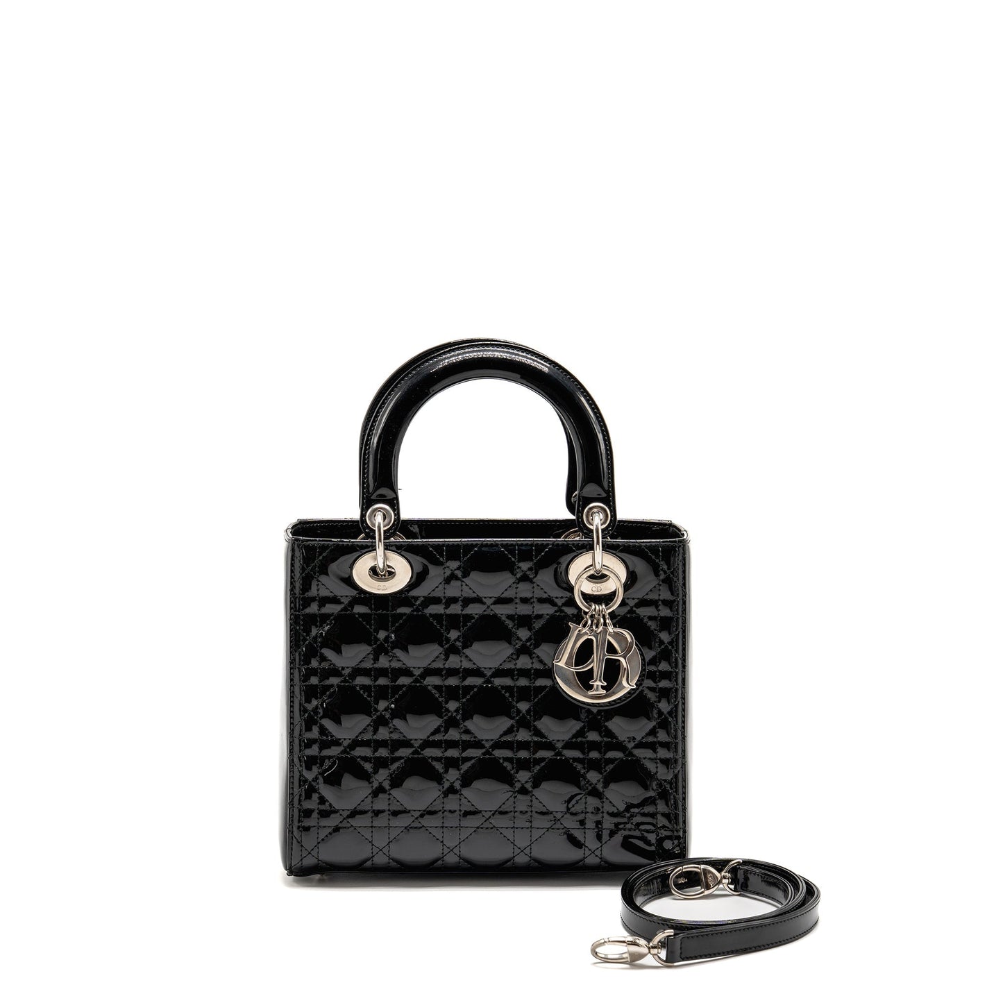 Dior Lady Patent Handbag Leather Black Travel Bag 3