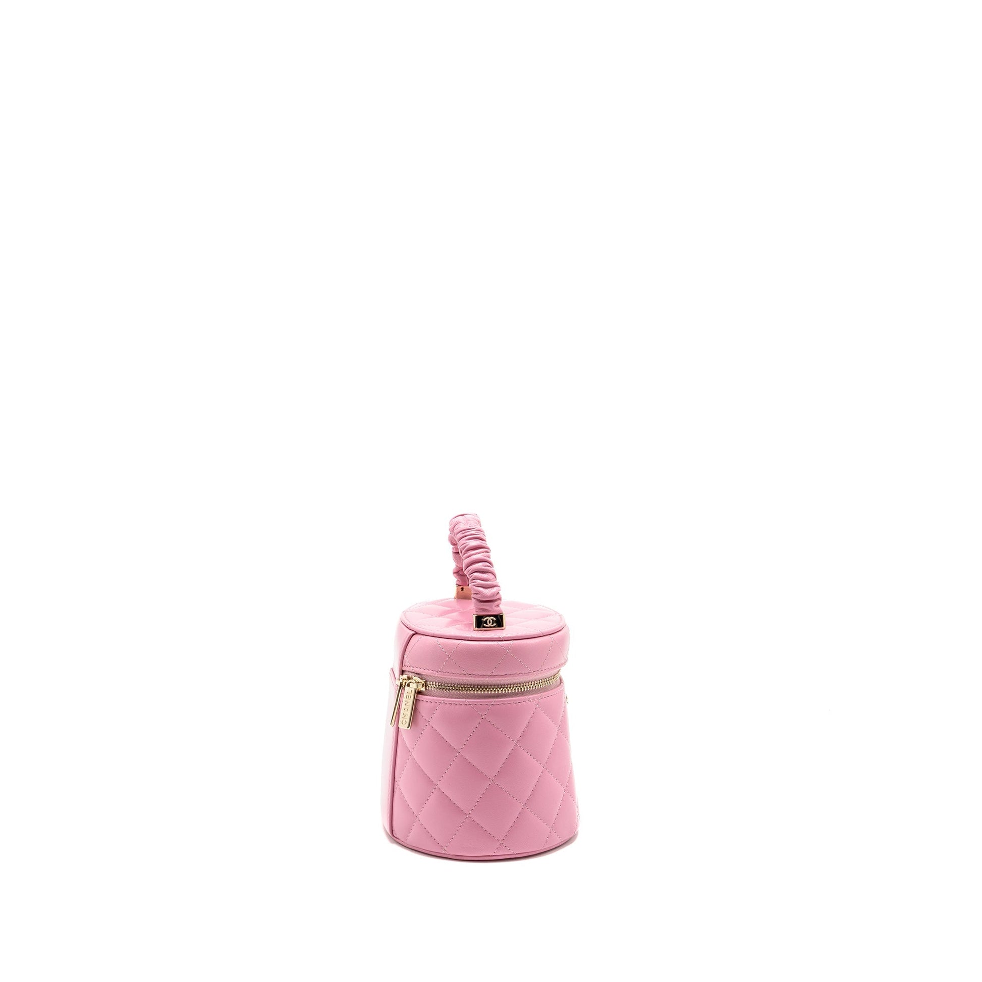 Chanel Top Handle Round Vanity Lambskin LGHW Pink Handbag