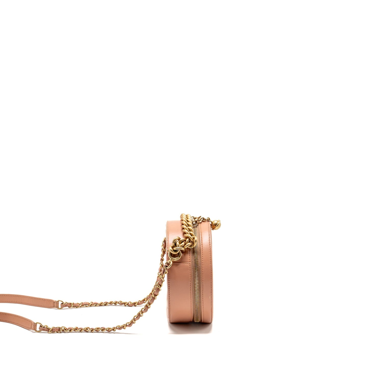 Chanel round moon&star zipper calfskin GHW Pink Clutch Bag