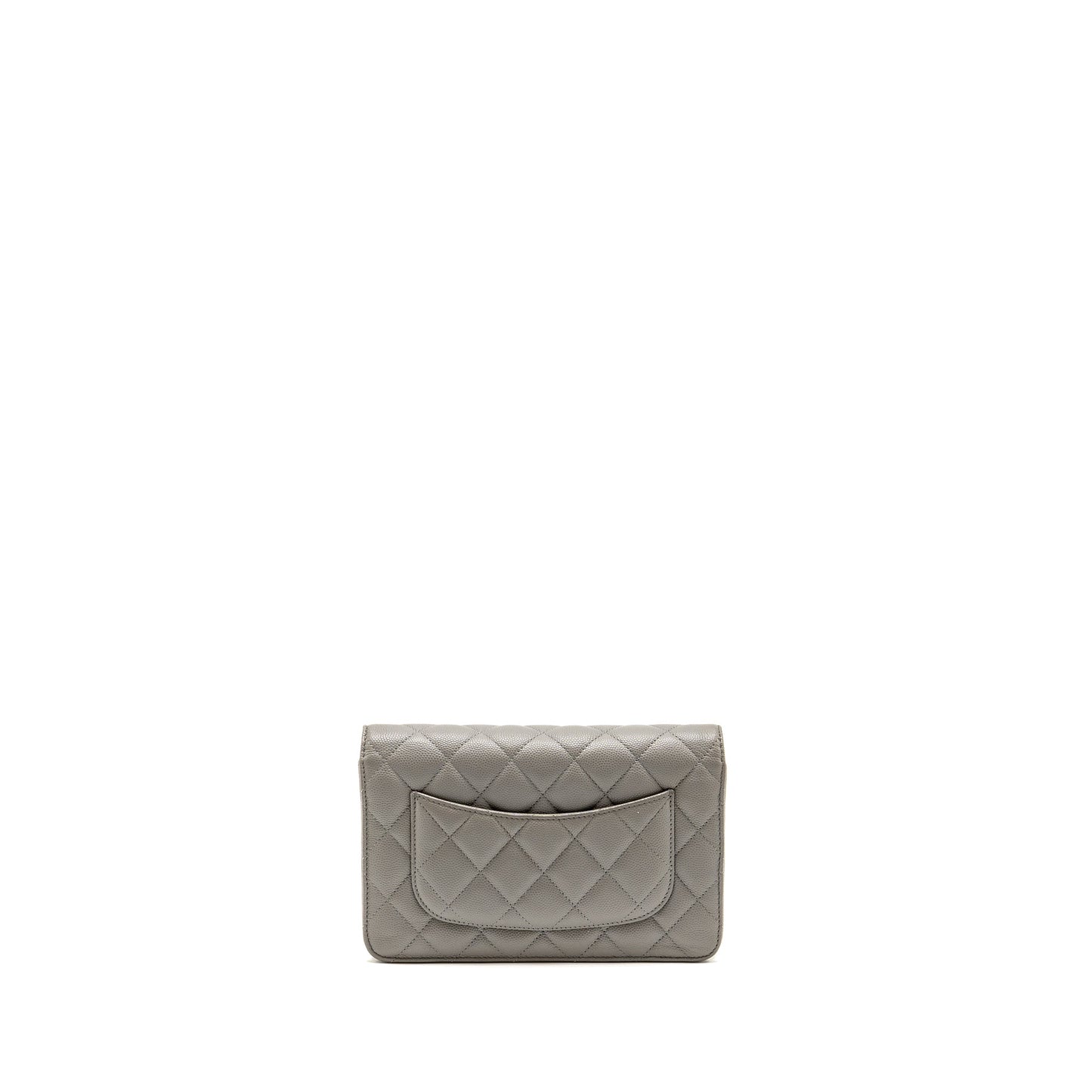 Chanel Classic on Caviar LGHW Microchip Grey Wallet Case