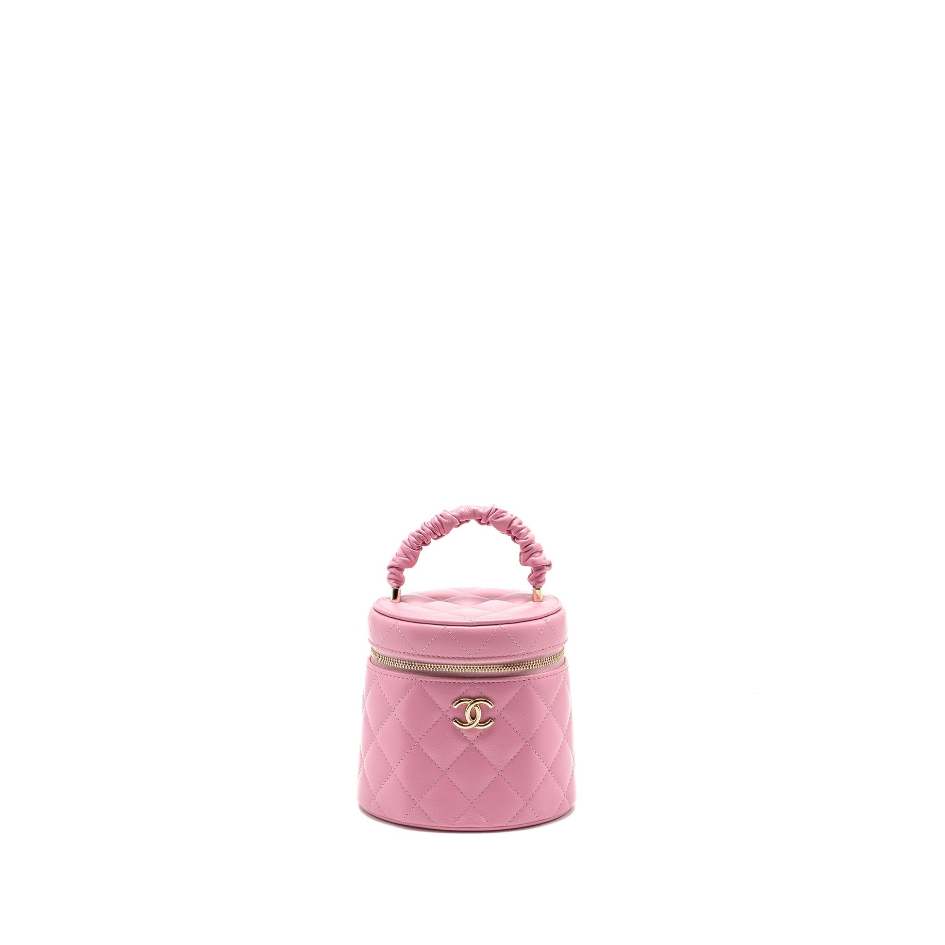 Chanel Top Handle Round Vanity Lambskin LGHW Pink Handbag