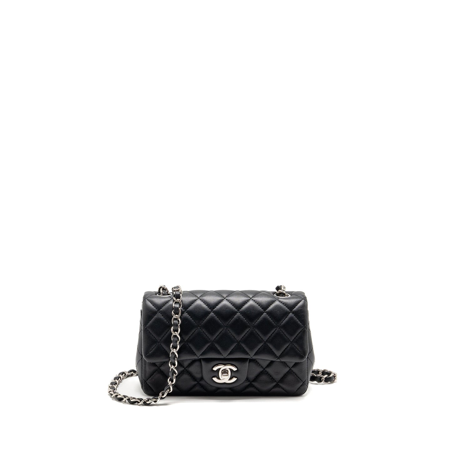 Chanel Rectangular Flap Lambskin SHW Black Shoulder Bag Shw 2