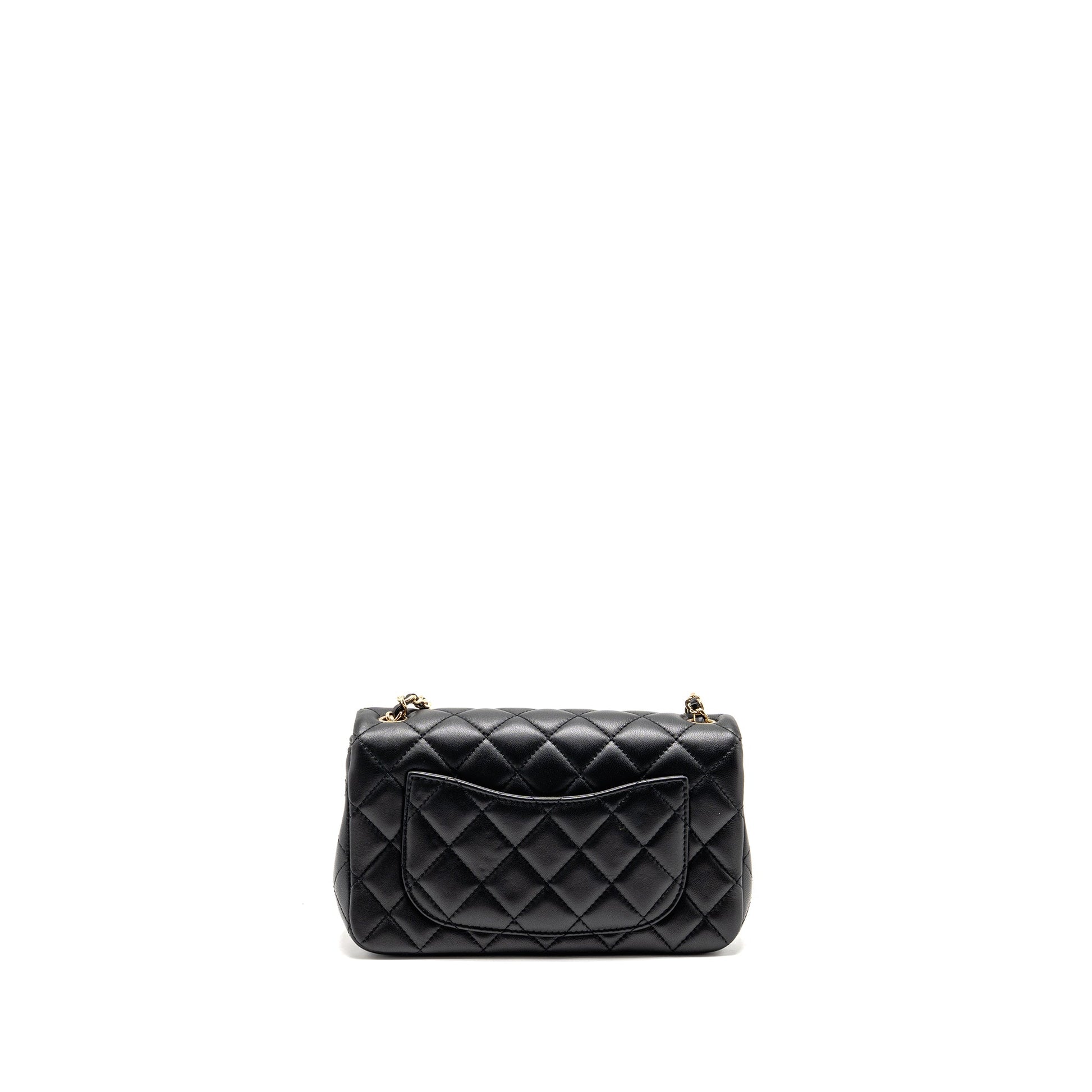 Chanel Pearl Crush Rectangular Lambskin LGHW Microchip Black Mini Bag