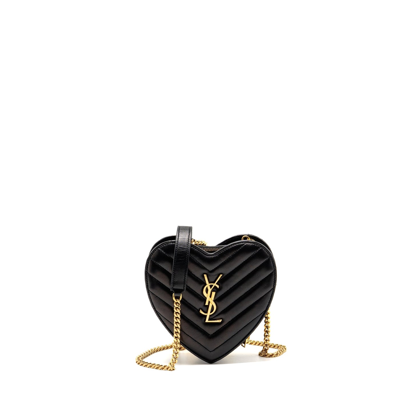 YSL Saint Laurent Saint Laurent Love Heart Purse Lambskin Travel Black Chain Travel Bag