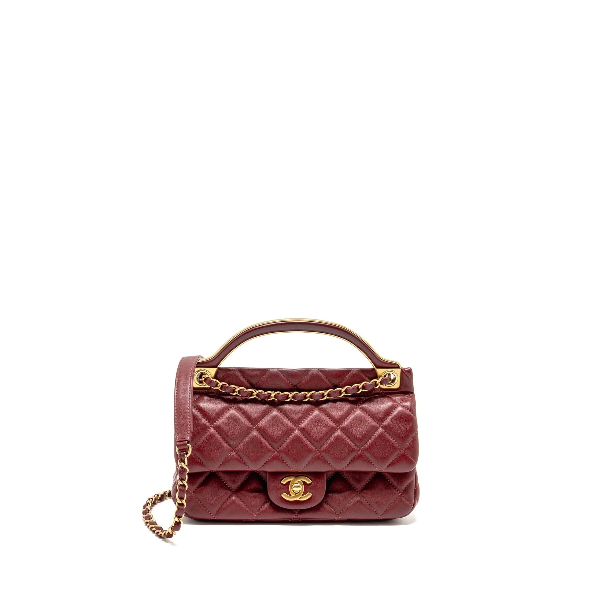 Chanel hanger flap lambskin dark GHW microchip Red Shoulder Bag