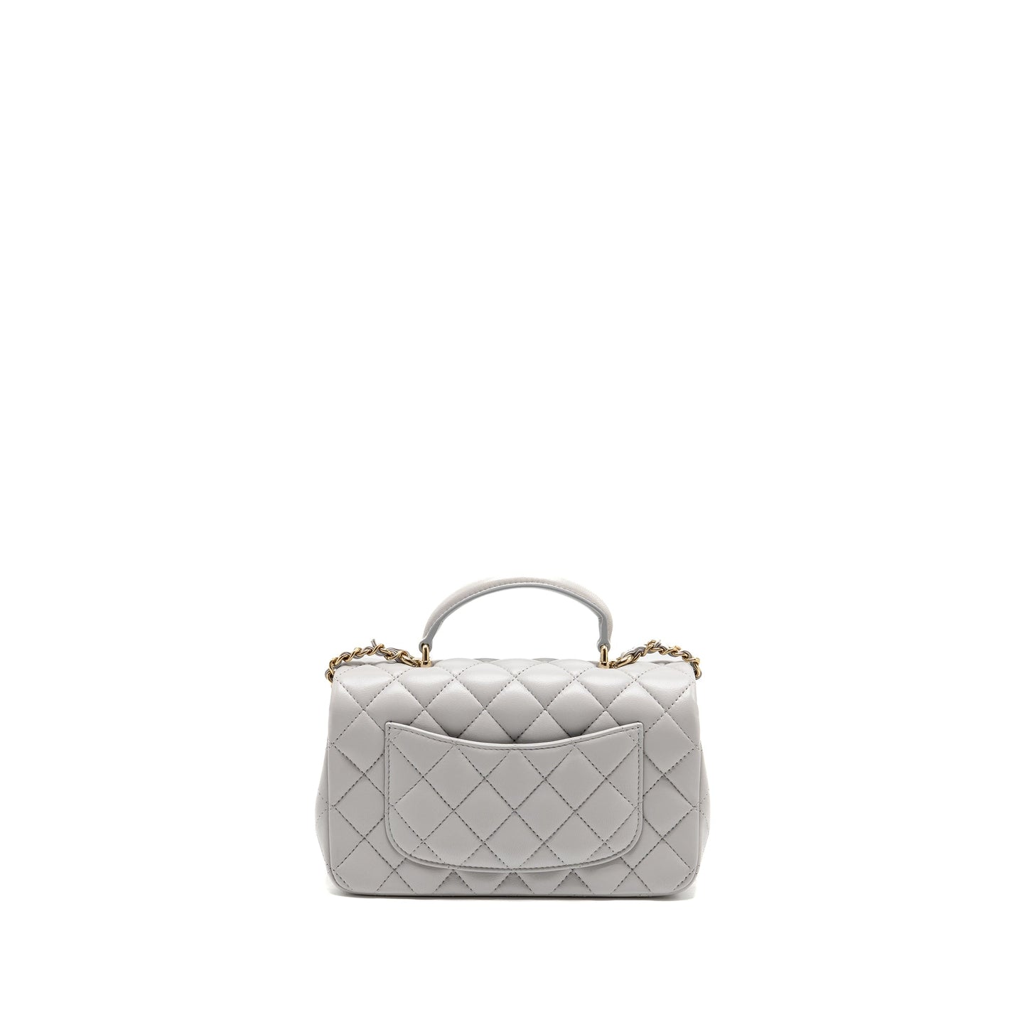Chanel top handle rectangular flap lambskin light Grey Shoulder Bag